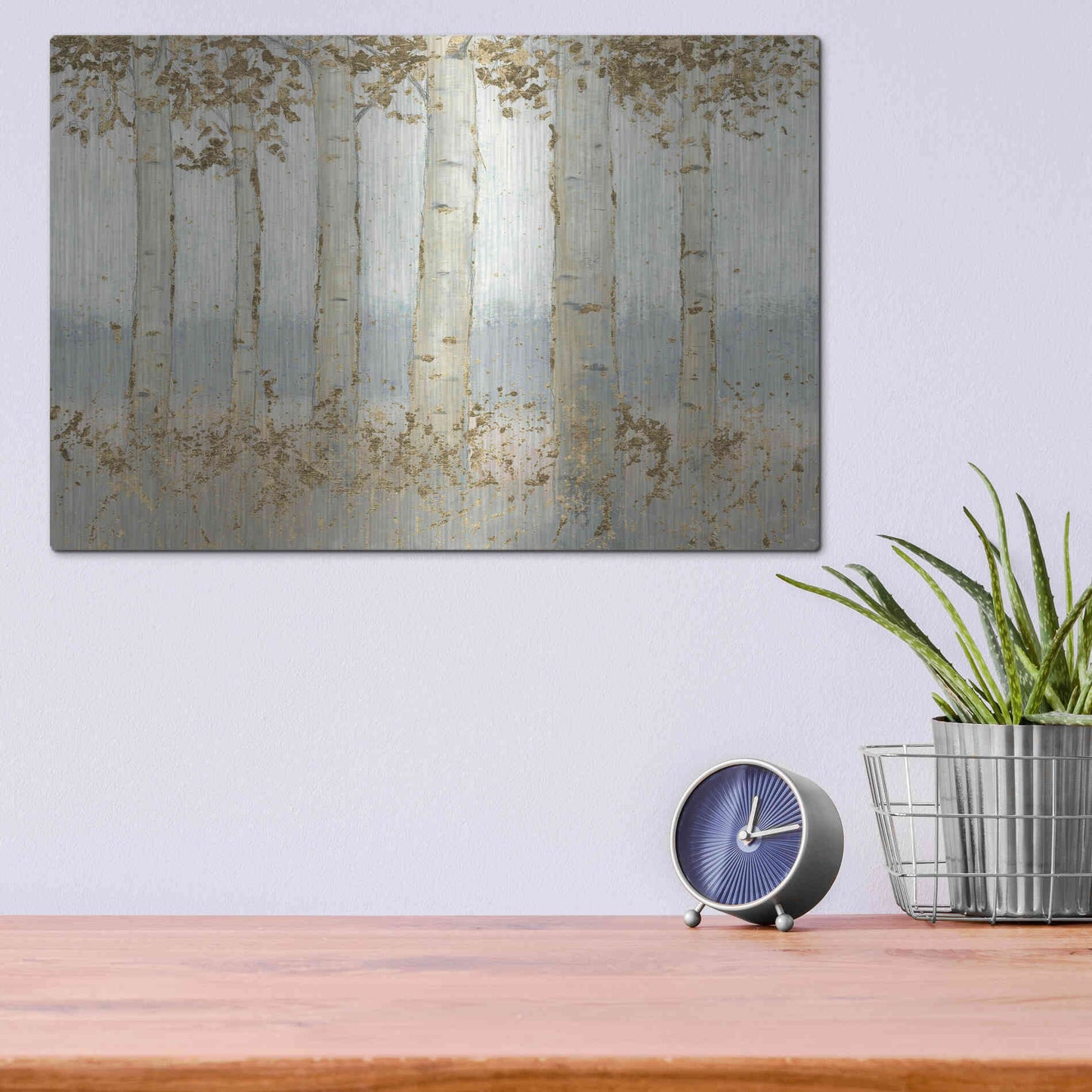 Luxe Metal Art 'Magnificent Birch Grove' by James Wiens, Metal Wall Art,16x12