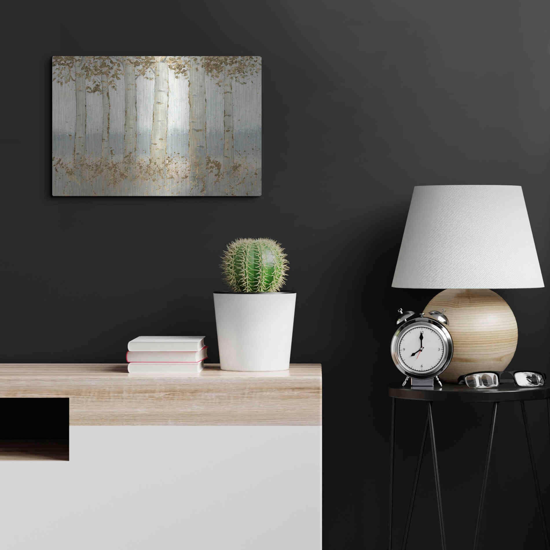 Luxe Metal Art 'Magnificent Birch Grove' by James Wiens, Metal Wall Art,24x16
