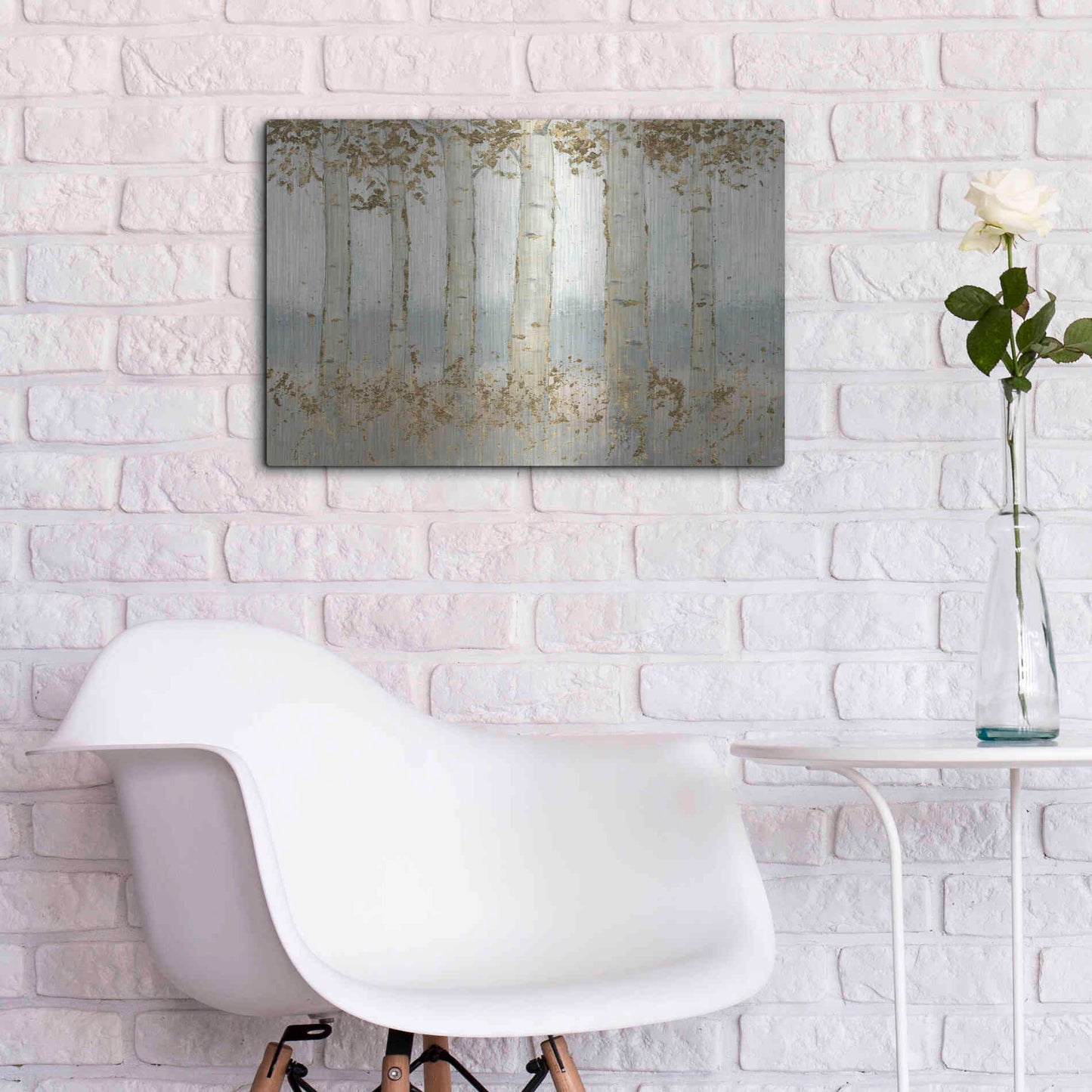 Luxe Metal Art 'Magnificent Birch Grove' by James Wiens, Metal Wall Art,24x16