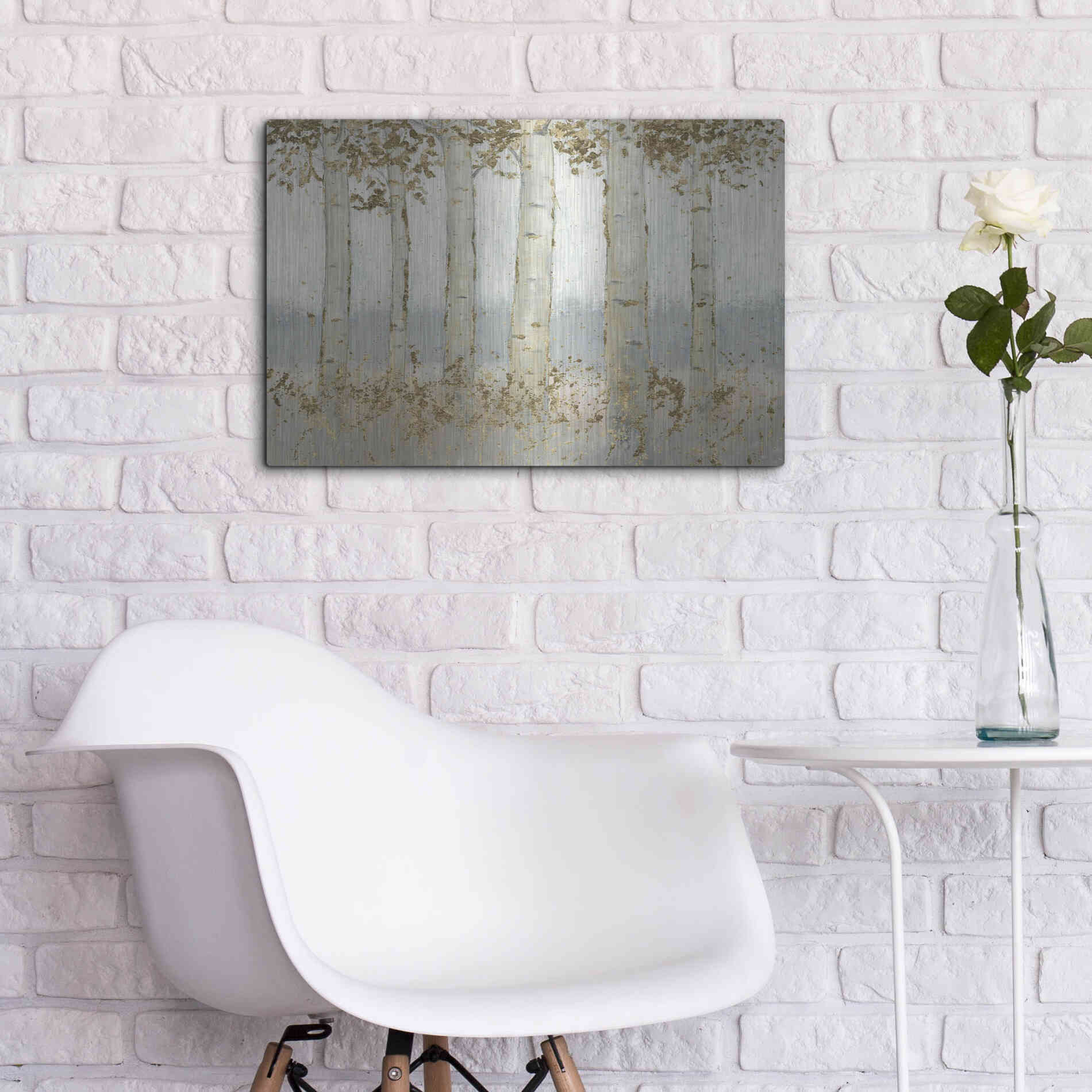 Luxe Metal Art 'Magnificent Birch Grove' by James Wiens, Metal Wall Art,24x16