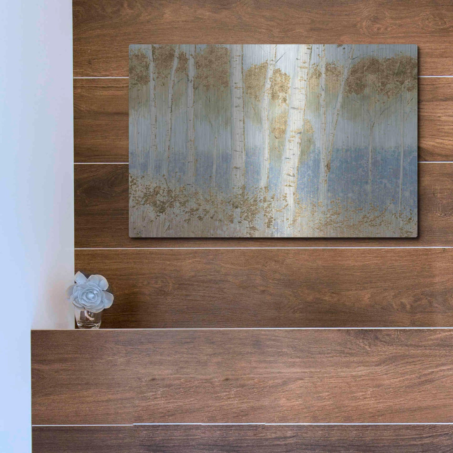 Luxe Metal Art 'Summer Birches' by James Wiens, Metal Wall Art,16x12