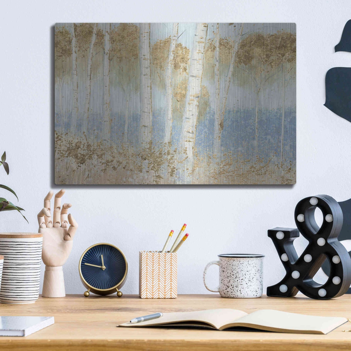 Luxe Metal Art 'Summer Birches' by James Wiens, Metal Wall Art,16x12