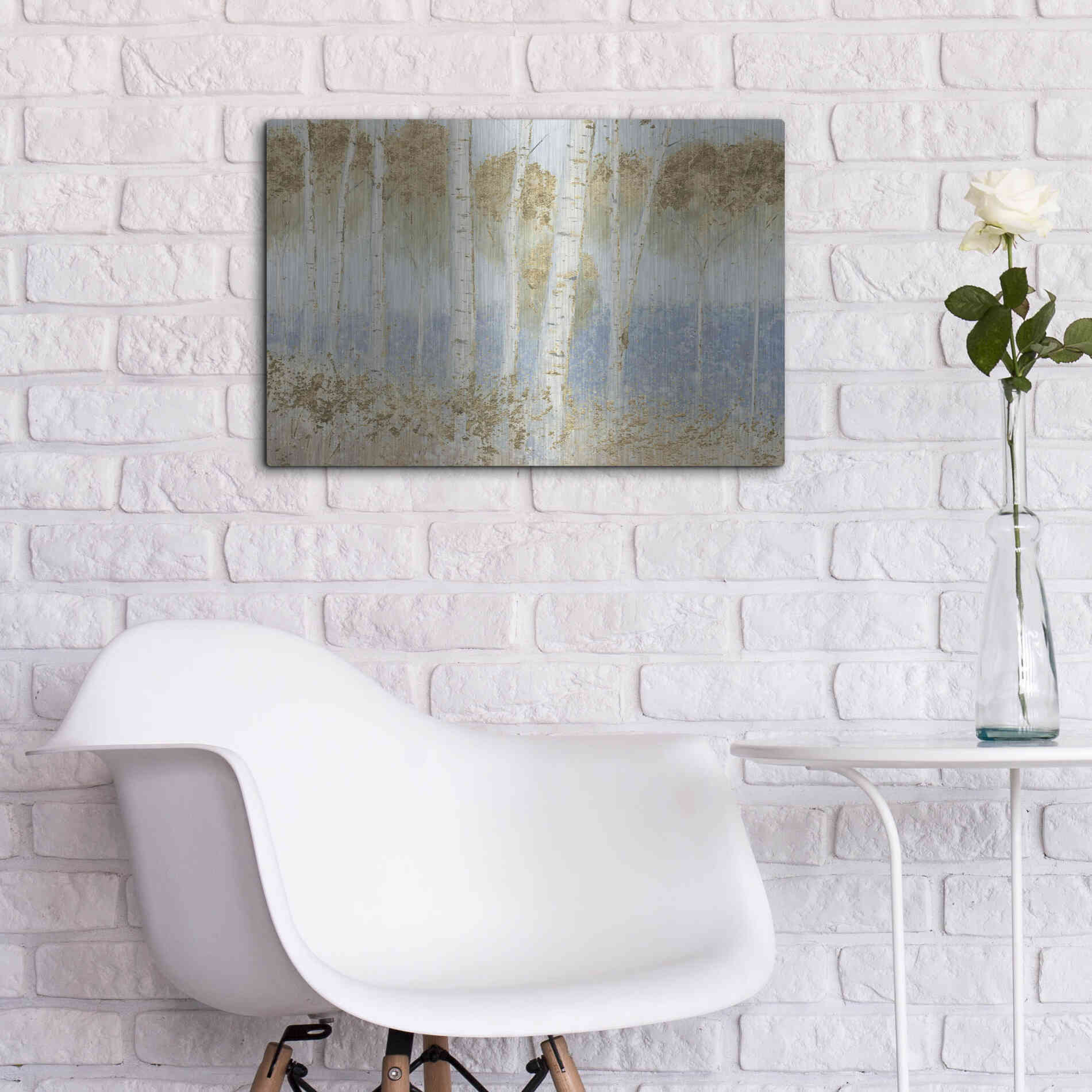 Luxe Metal Art 'Summer Birches' by James Wiens, Metal Wall Art,24x16