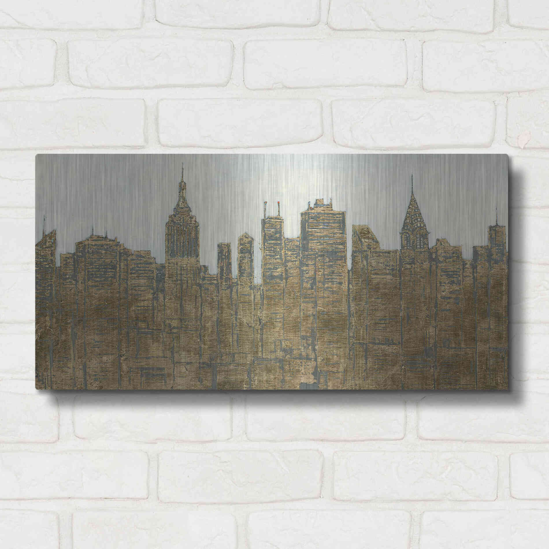 Luxe Metal Art 'Lavish Skyline' by James Wiens, Metal Wall Art,24x12