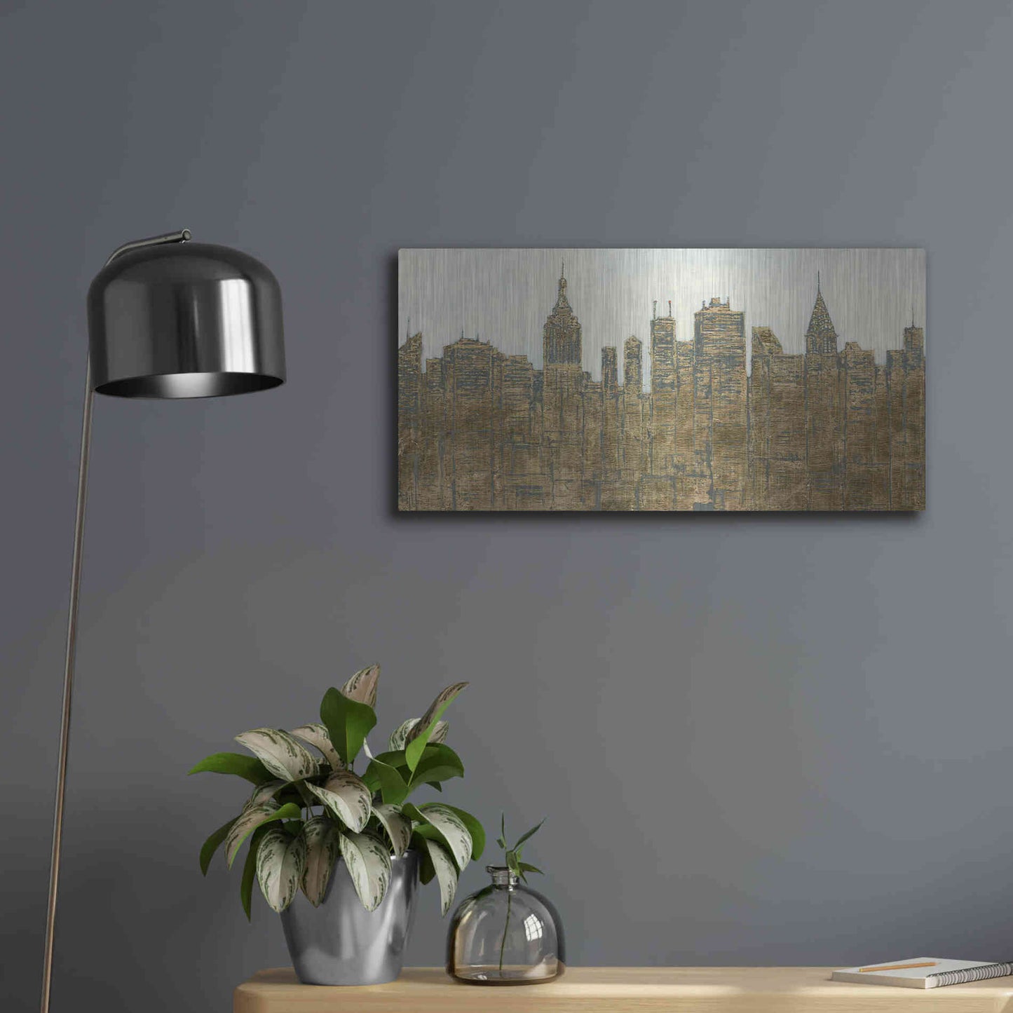 Luxe Metal Art 'Lavish Skyline' by James Wiens, Metal Wall Art,24x12