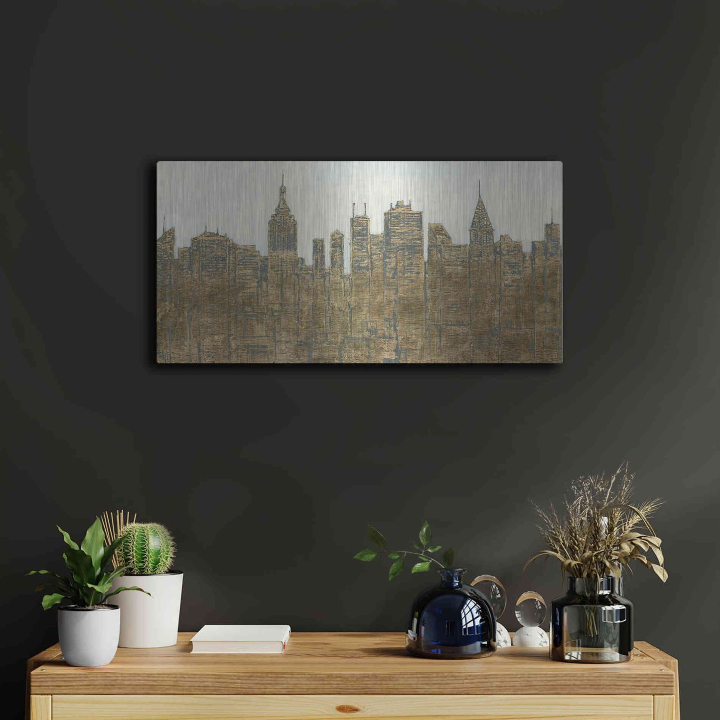 Luxe Metal Art 'Lavish Skyline' by James Wiens, Metal Wall Art,24x12