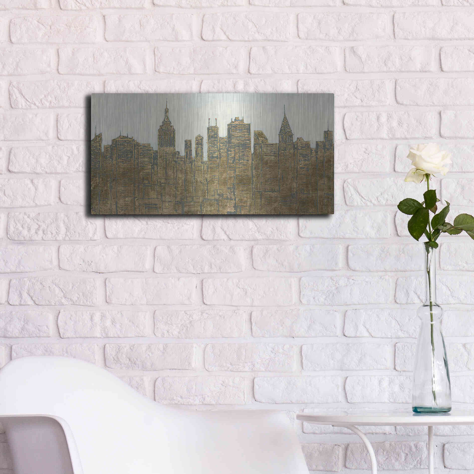 Luxe Metal Art 'Lavish Skyline' by James Wiens, Metal Wall Art,24x12