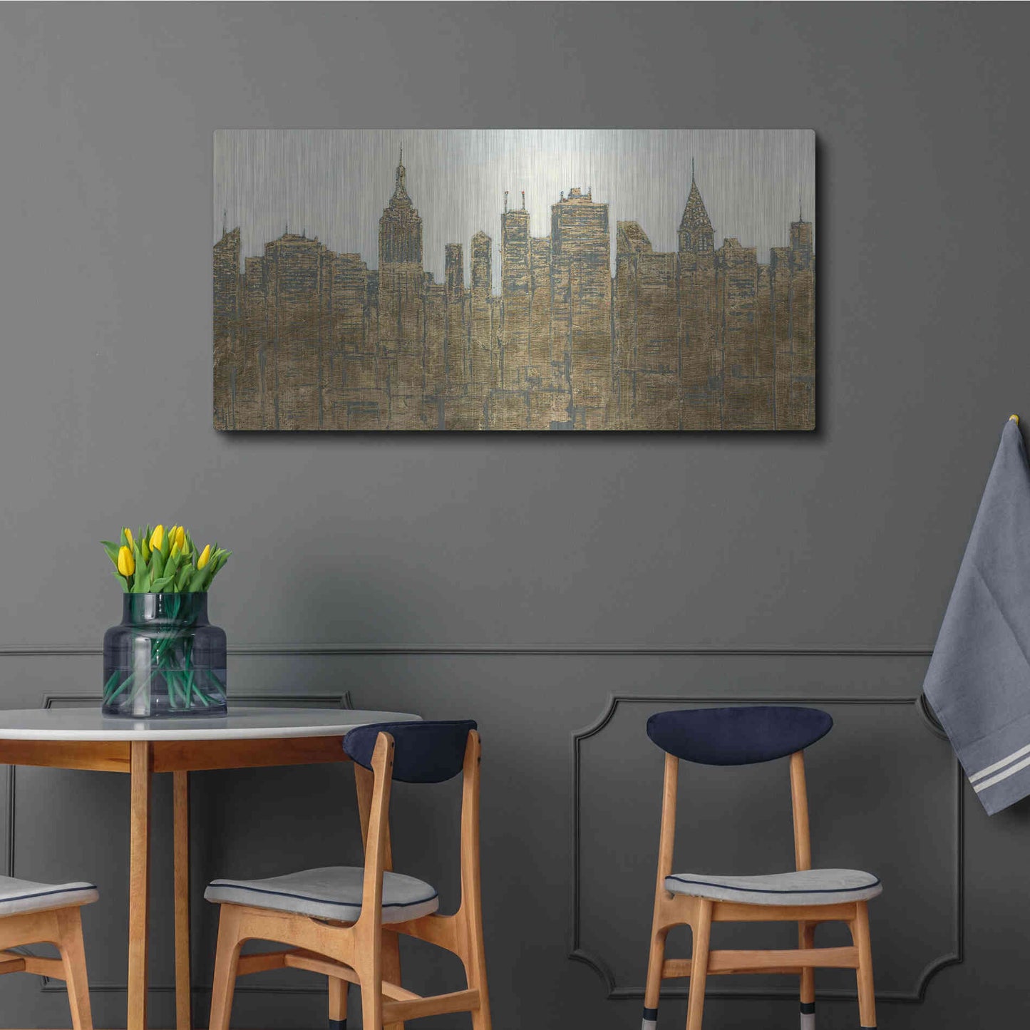 Luxe Metal Art 'Lavish Skyline' by James Wiens, Metal Wall Art,48x24