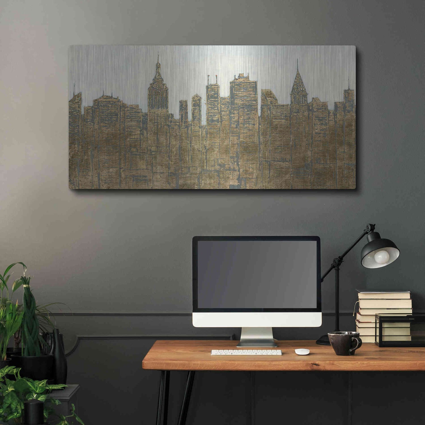 Luxe Metal Art 'Lavish Skyline' by James Wiens, Metal Wall Art,48x24