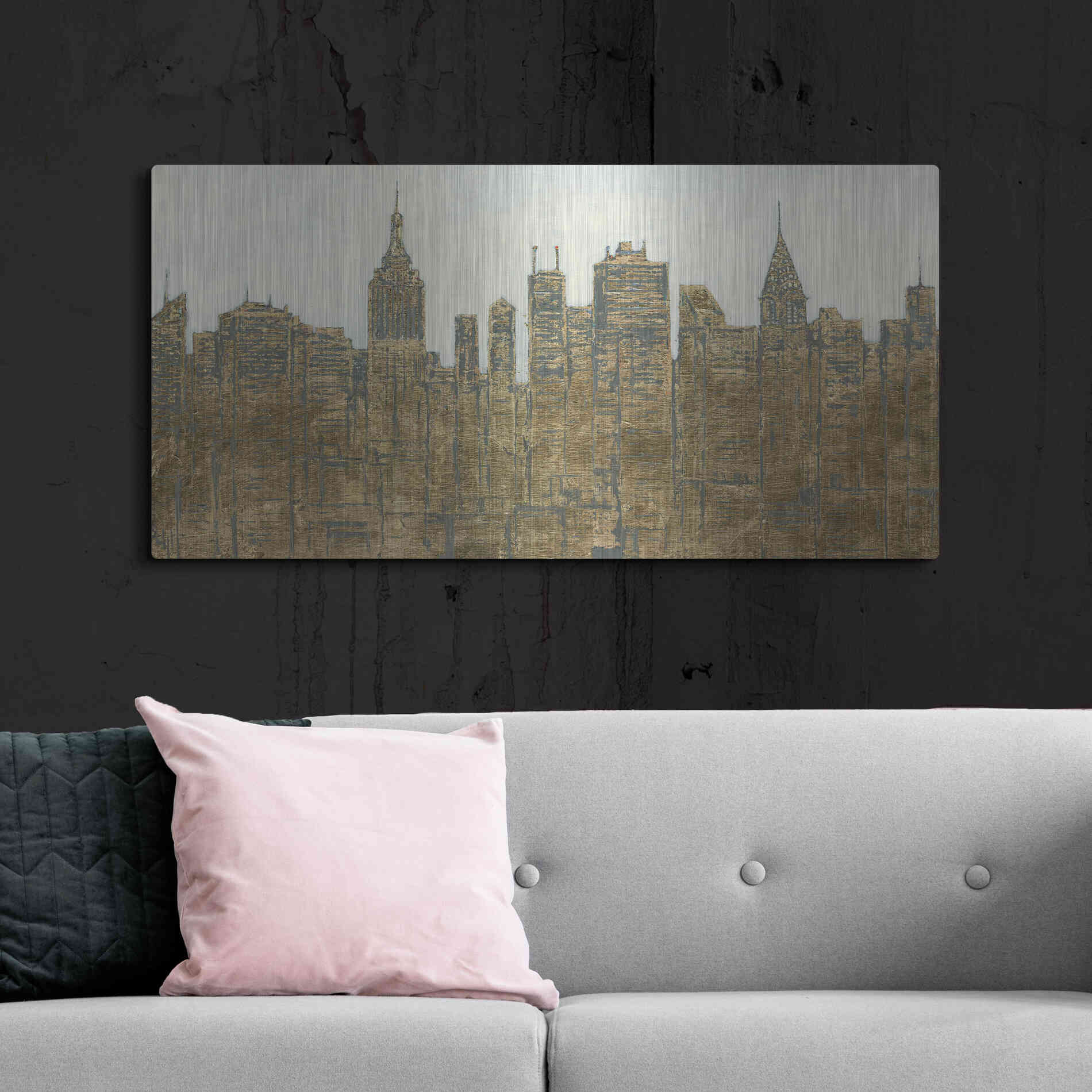 Luxe Metal Art 'Lavish Skyline' by James Wiens, Metal Wall Art,48x24