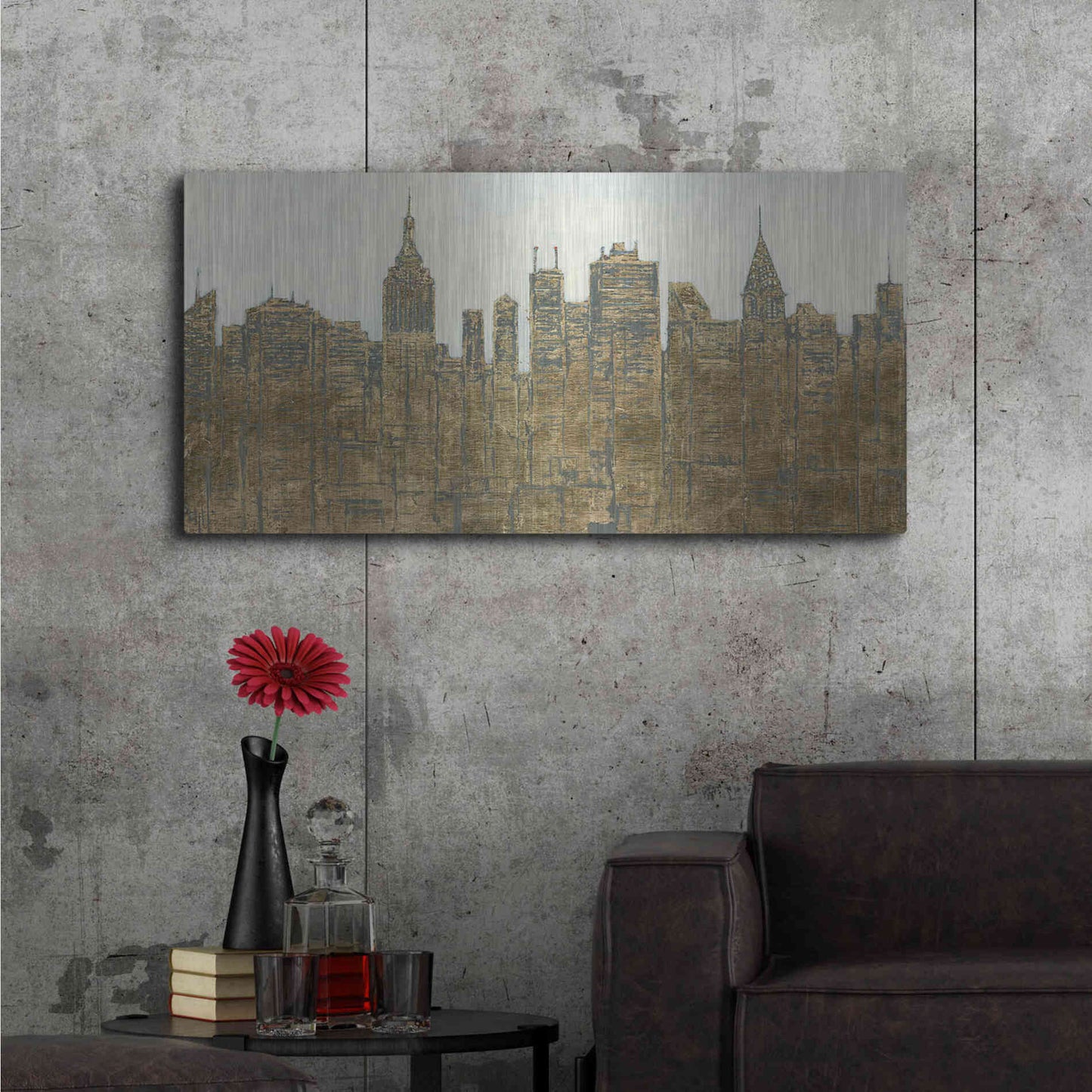 Luxe Metal Art 'Lavish Skyline' by James Wiens, Metal Wall Art,48x24