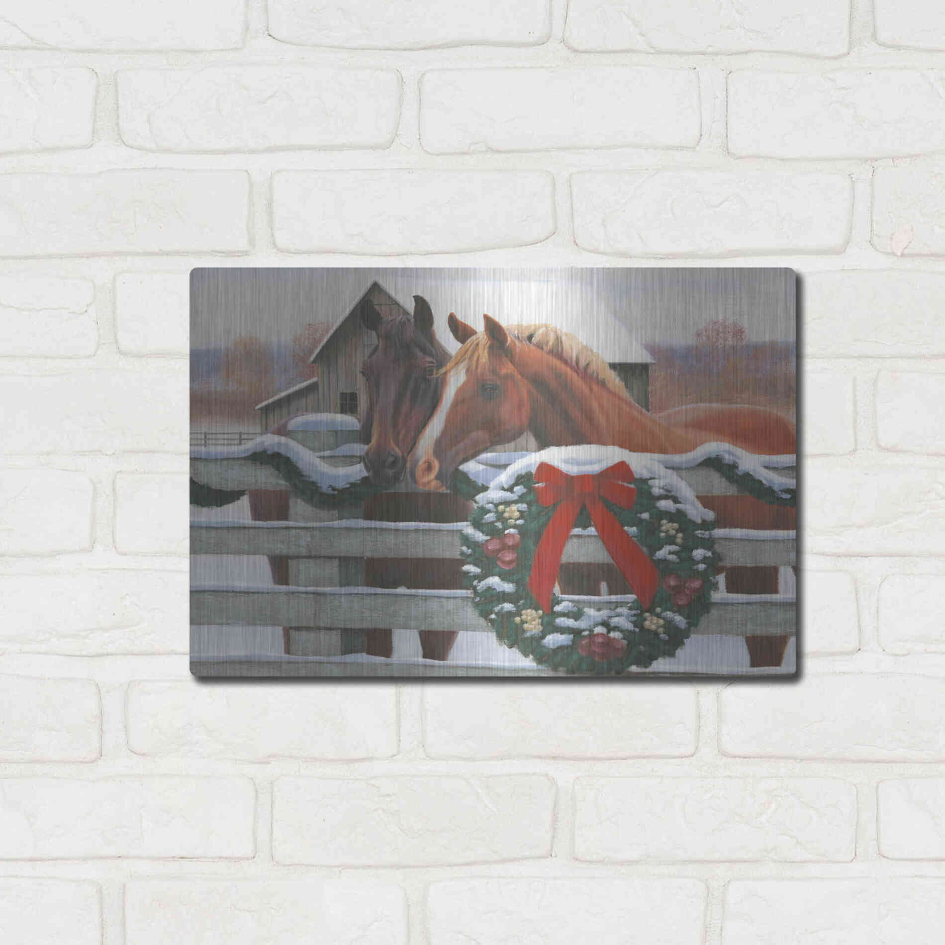 Luxe Metal Art 'Christmas in the Heartland II' by James Wiens, Metal Wall Art,16x12