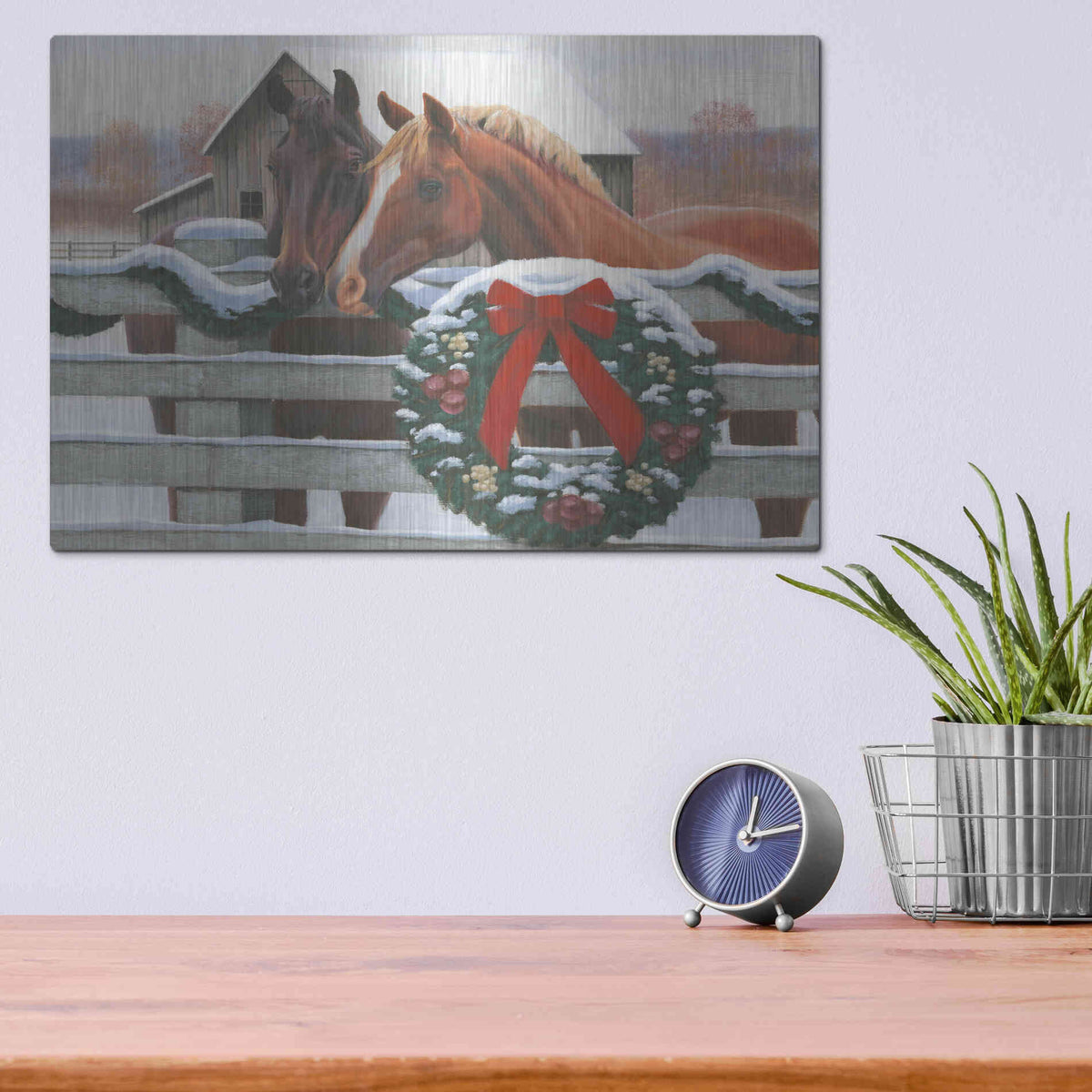 Luxe Metal Art 'Christmas in the Heartland II' by James Wiens, Metal Wall Art,16x12