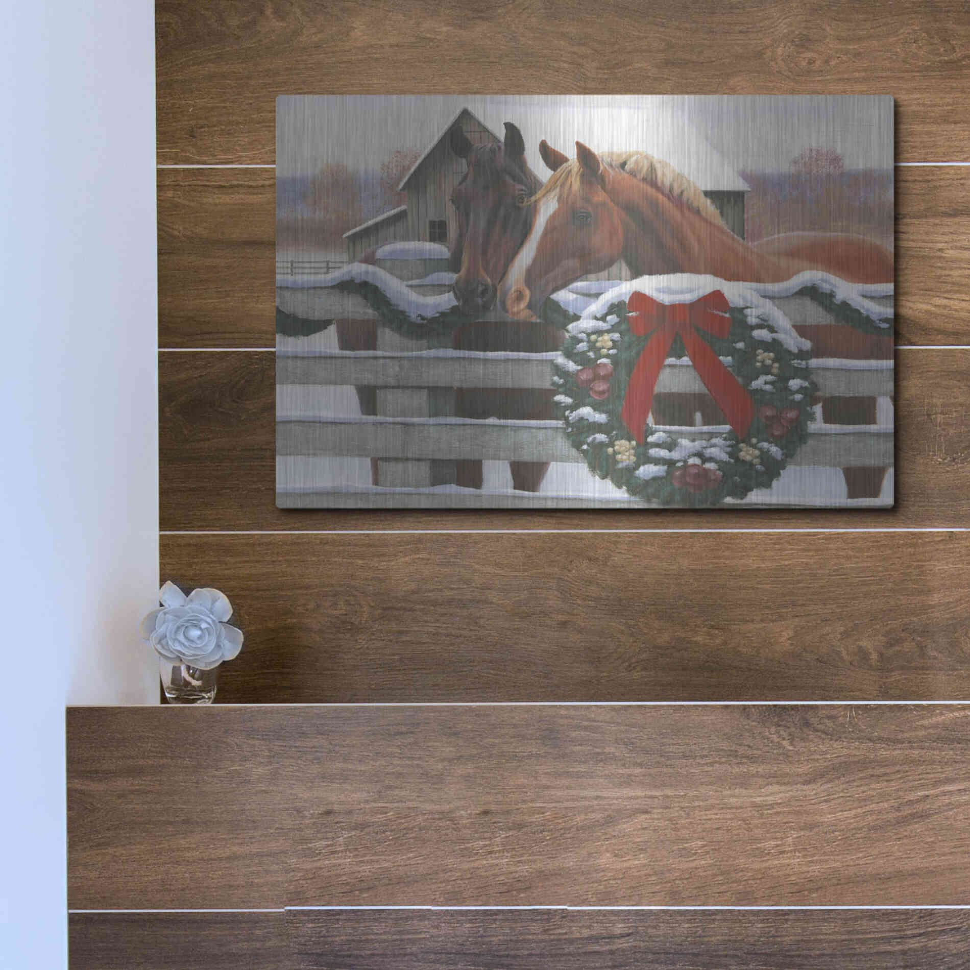 Luxe Metal Art 'Christmas in the Heartland II' by James Wiens, Metal Wall Art,16x12