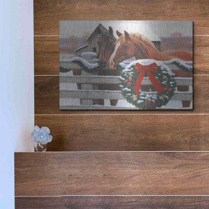 Luxe Metal Art 'Christmas in the Heartland II' by James Wiens, Metal Wall Art,16x12