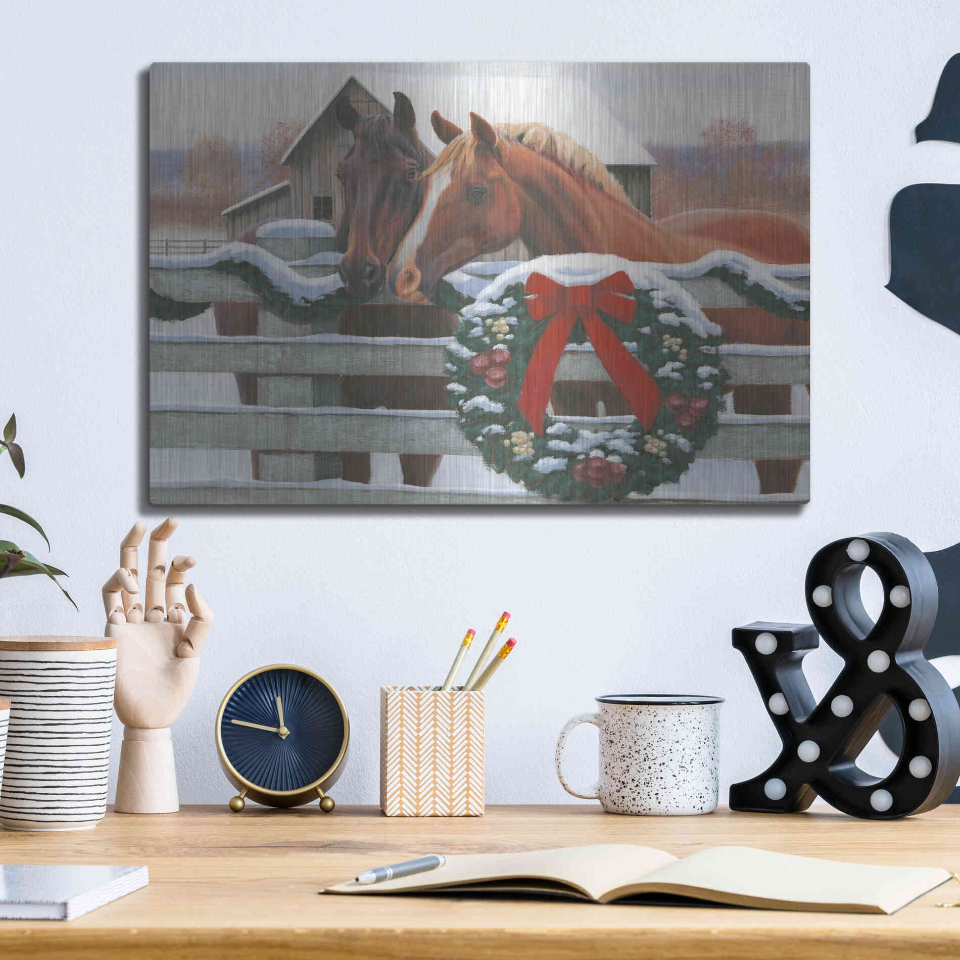 Luxe Metal Art 'Christmas in the Heartland II' by James Wiens, Metal Wall Art,16x12