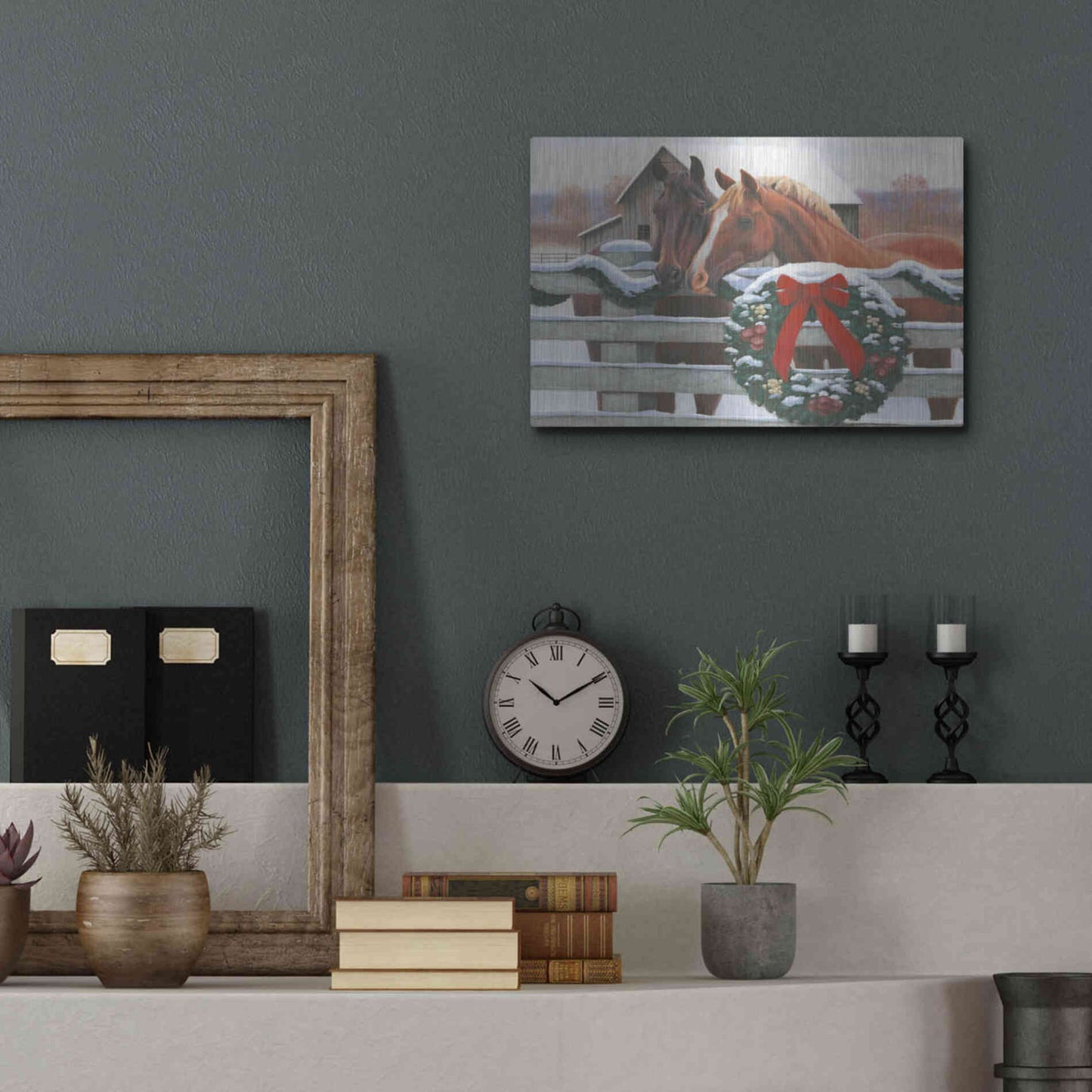 Luxe Metal Art 'Christmas in the Heartland II' by James Wiens, Metal Wall Art,16x12