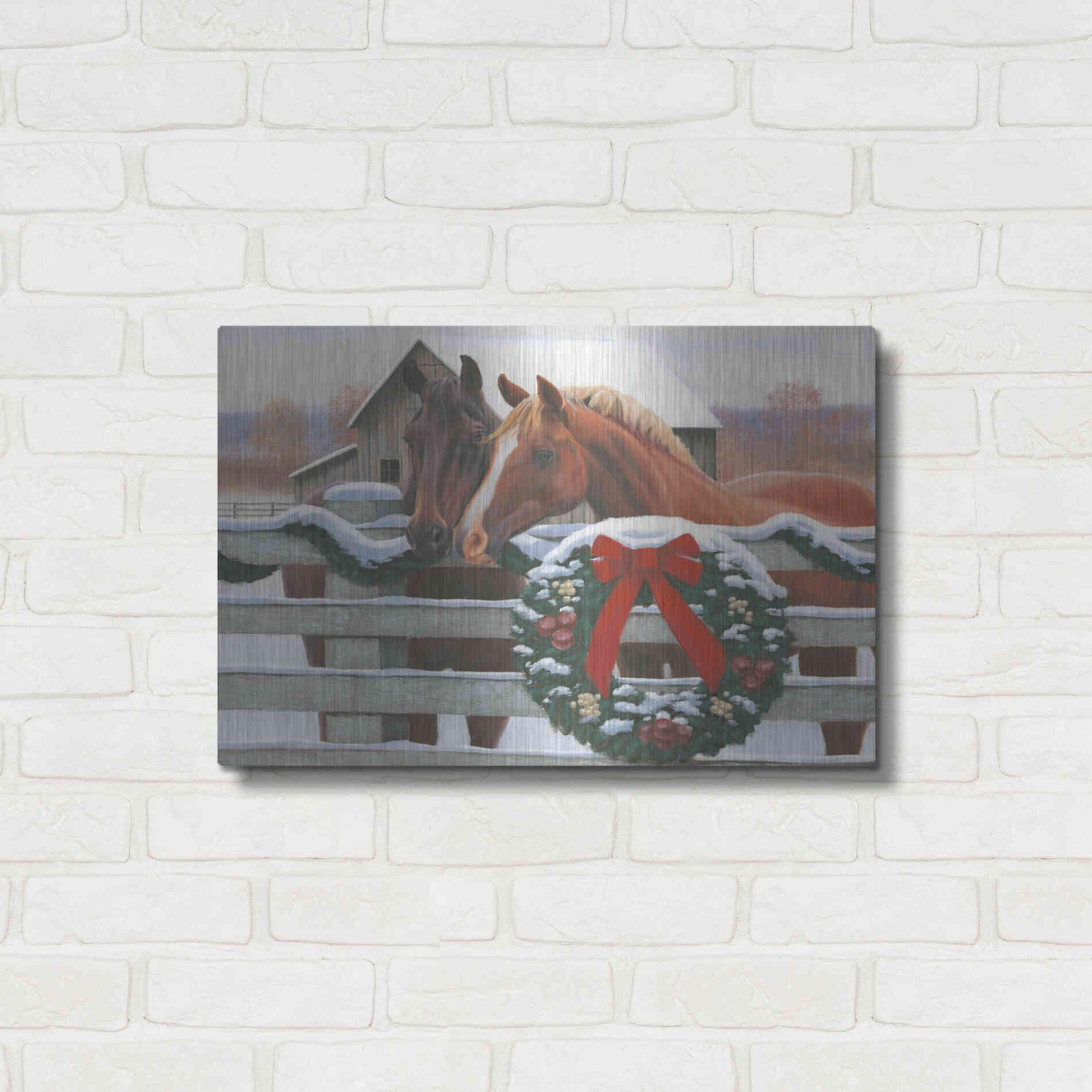 Luxe Metal Art 'Christmas in the Heartland II' by James Wiens, Metal Wall Art,24x16