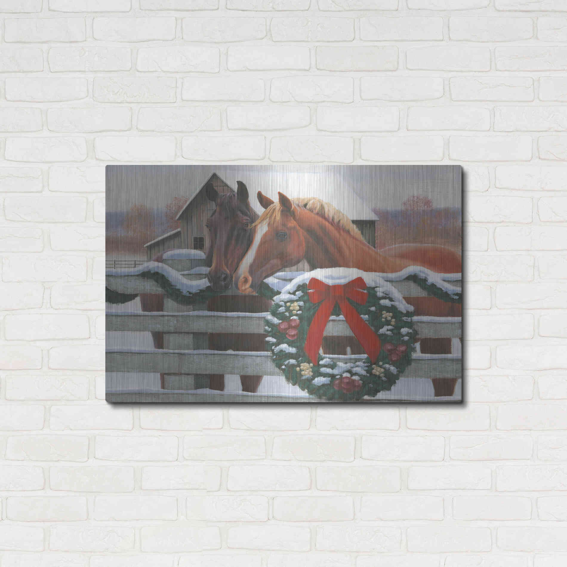 Luxe Metal Art 'Christmas in the Heartland II' by James Wiens, Metal Wall Art,36x24