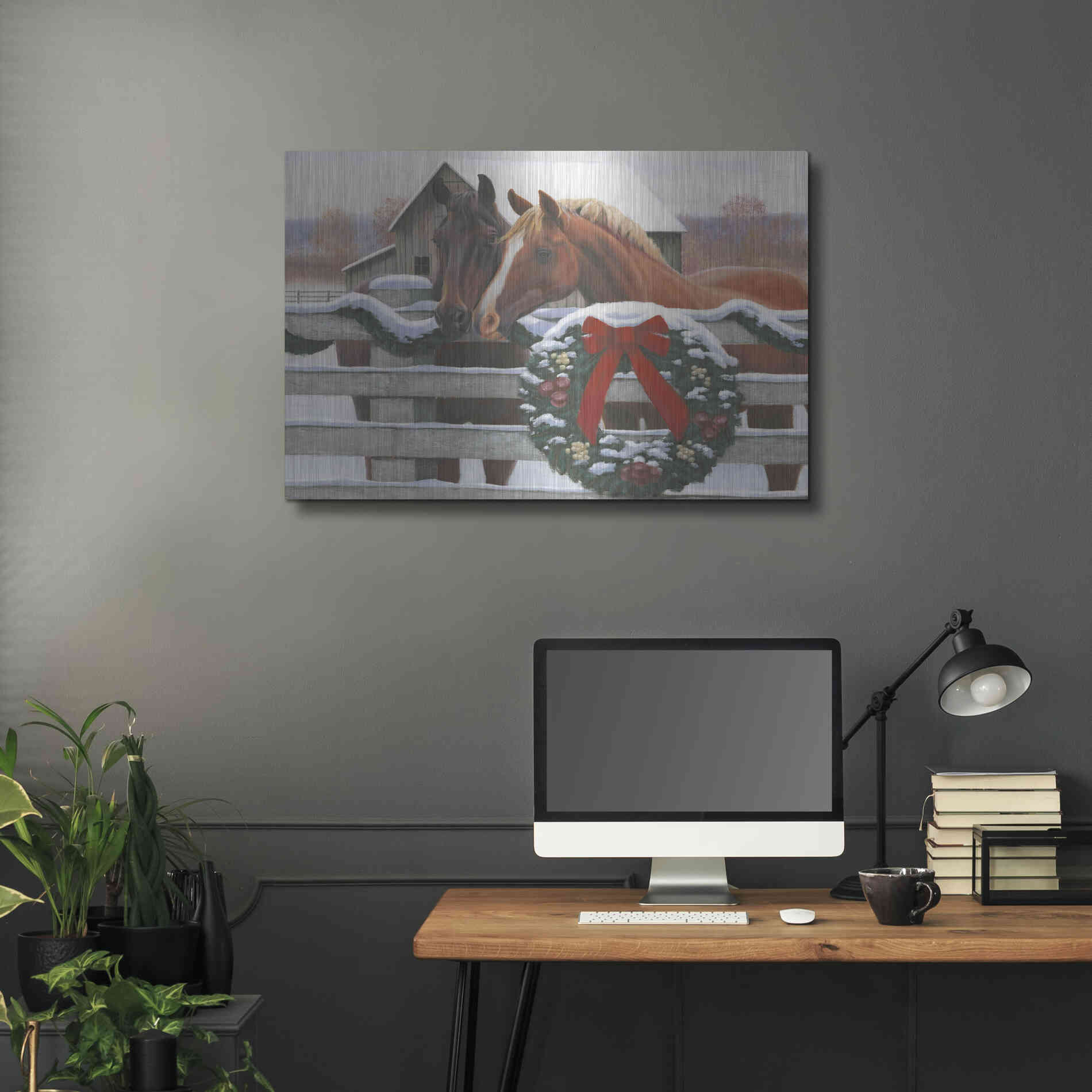 Luxe Metal Art 'Christmas in the Heartland II' by James Wiens, Metal Wall Art,36x24