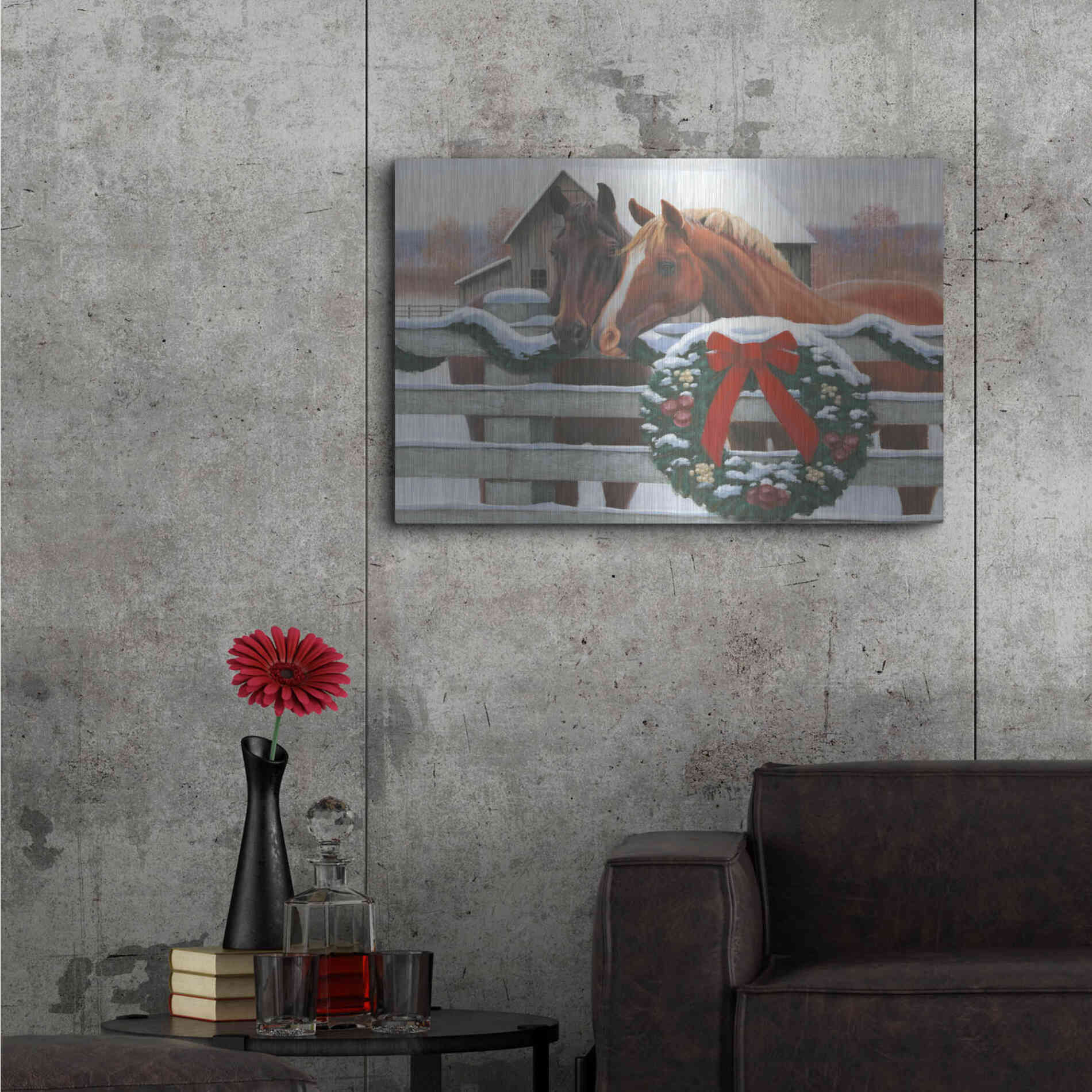 Luxe Metal Art 'Christmas in the Heartland II' by James Wiens, Metal Wall Art,36x24