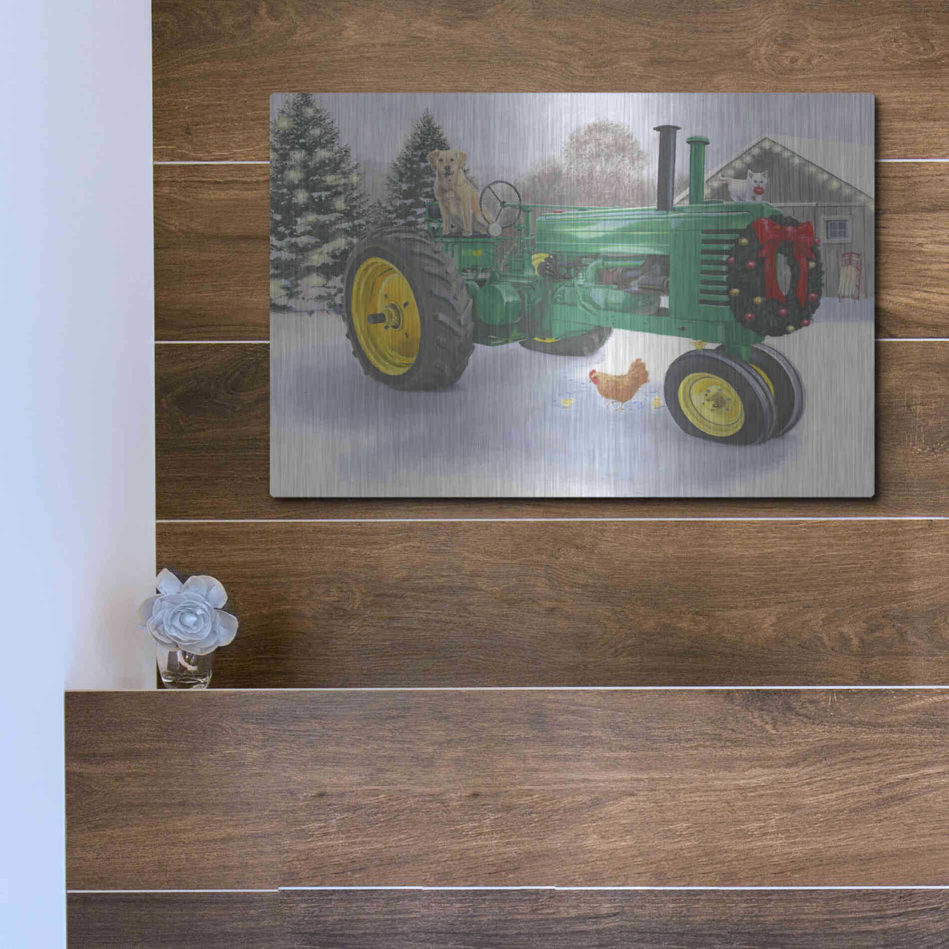 Luxe Metal Art 'Christmas in the Heartland III' by James Wiens, Metal Wall Art,16x12