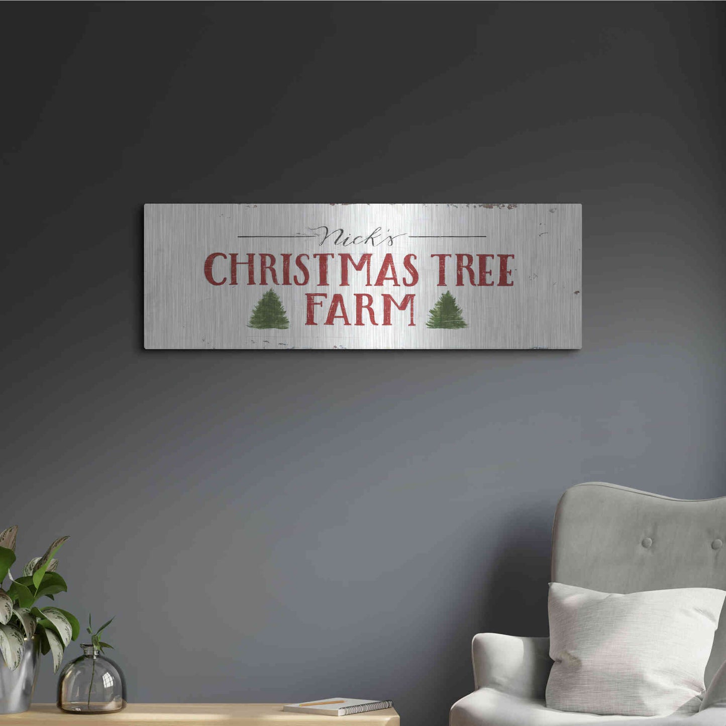 Luxe Metal Art 'Christmas in the Heartland VI' by James Wiens, Metal Wall Art,36x12