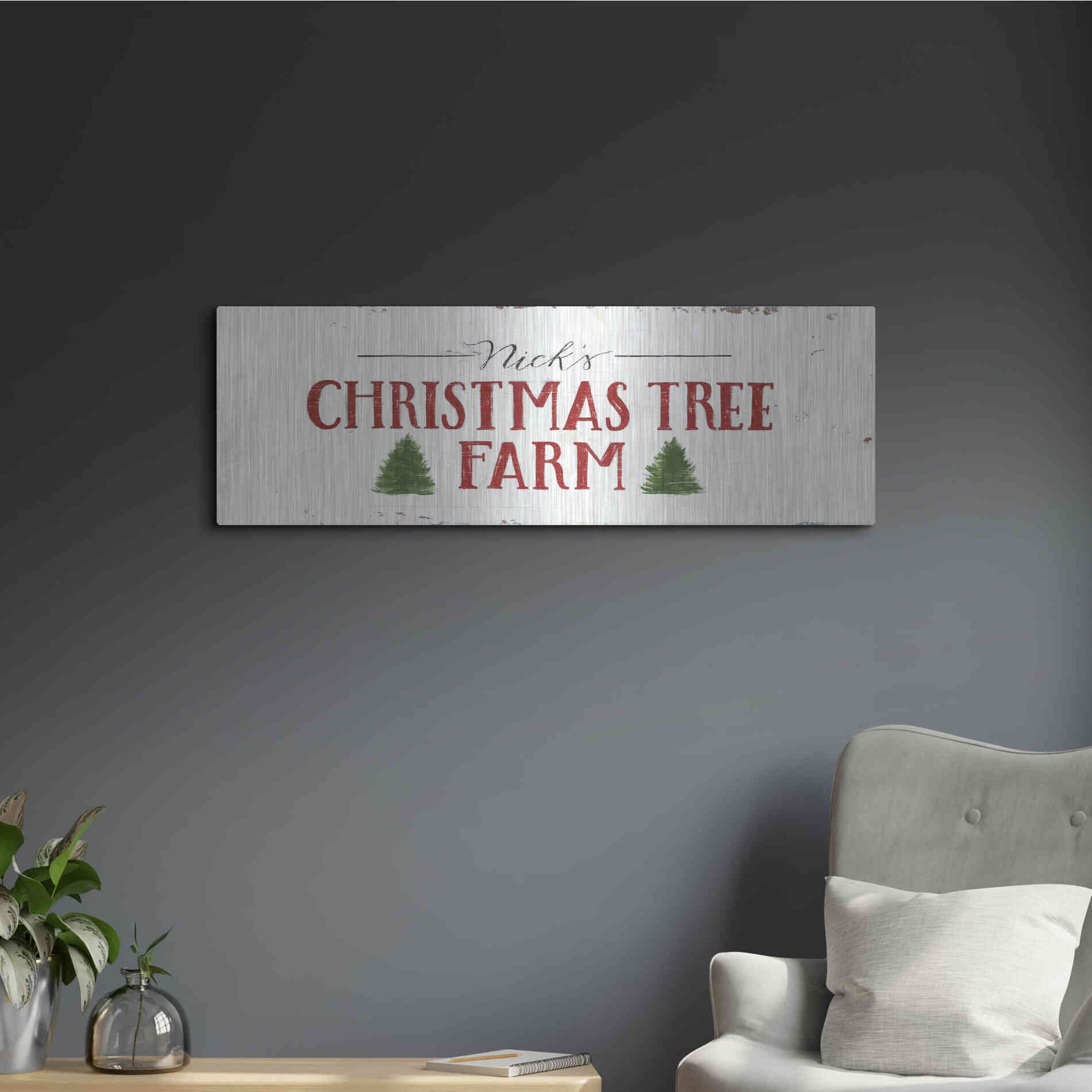 Luxe Metal Art 'Christmas in the Heartland VI' by James Wiens, Metal Wall Art,36x12