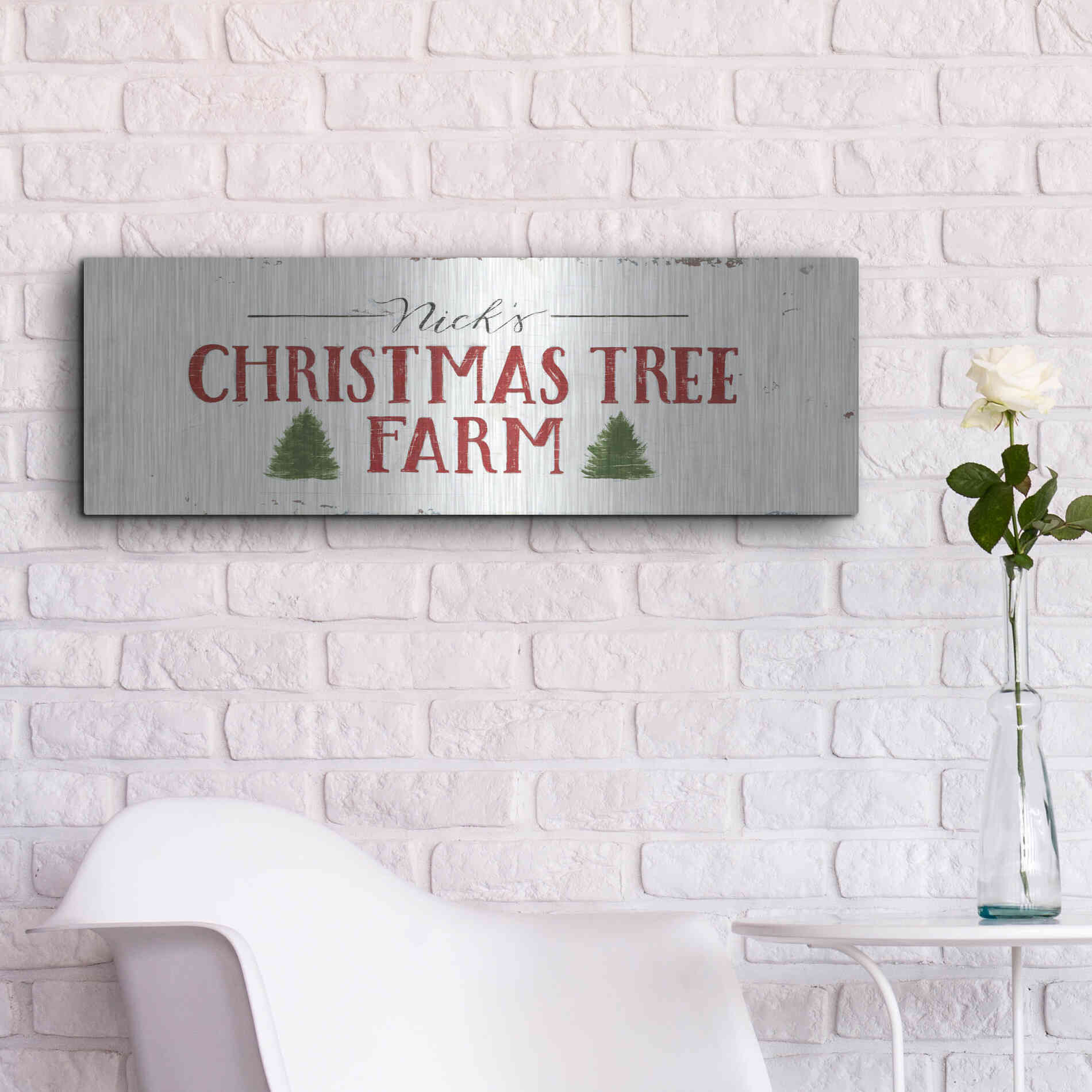 Luxe Metal Art 'Christmas in the Heartland VI' by James Wiens, Metal Wall Art,36x12