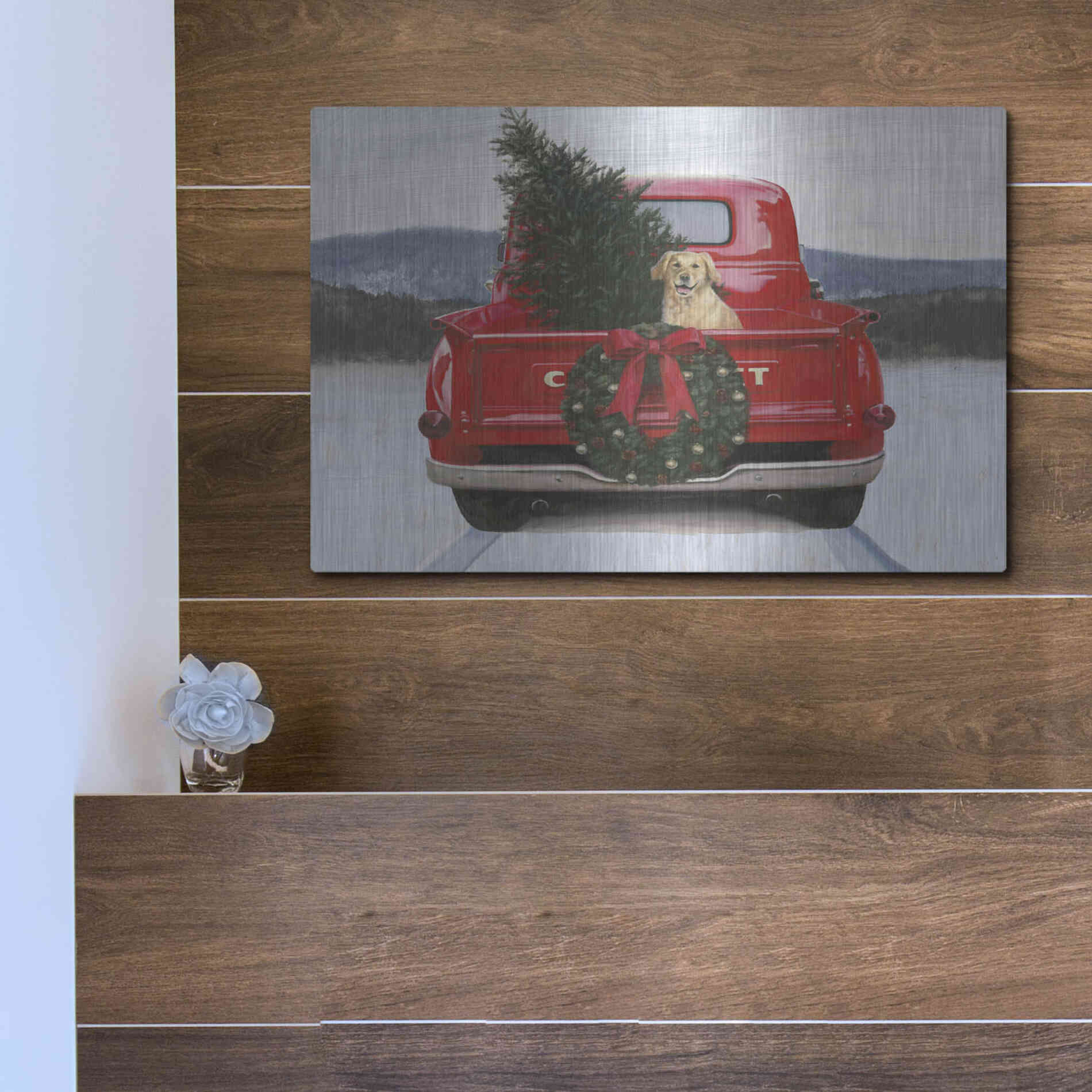 Luxe Metal Art 'Christmas in the Heartland IV' by James Wiens, Metal Wall Art,16x12