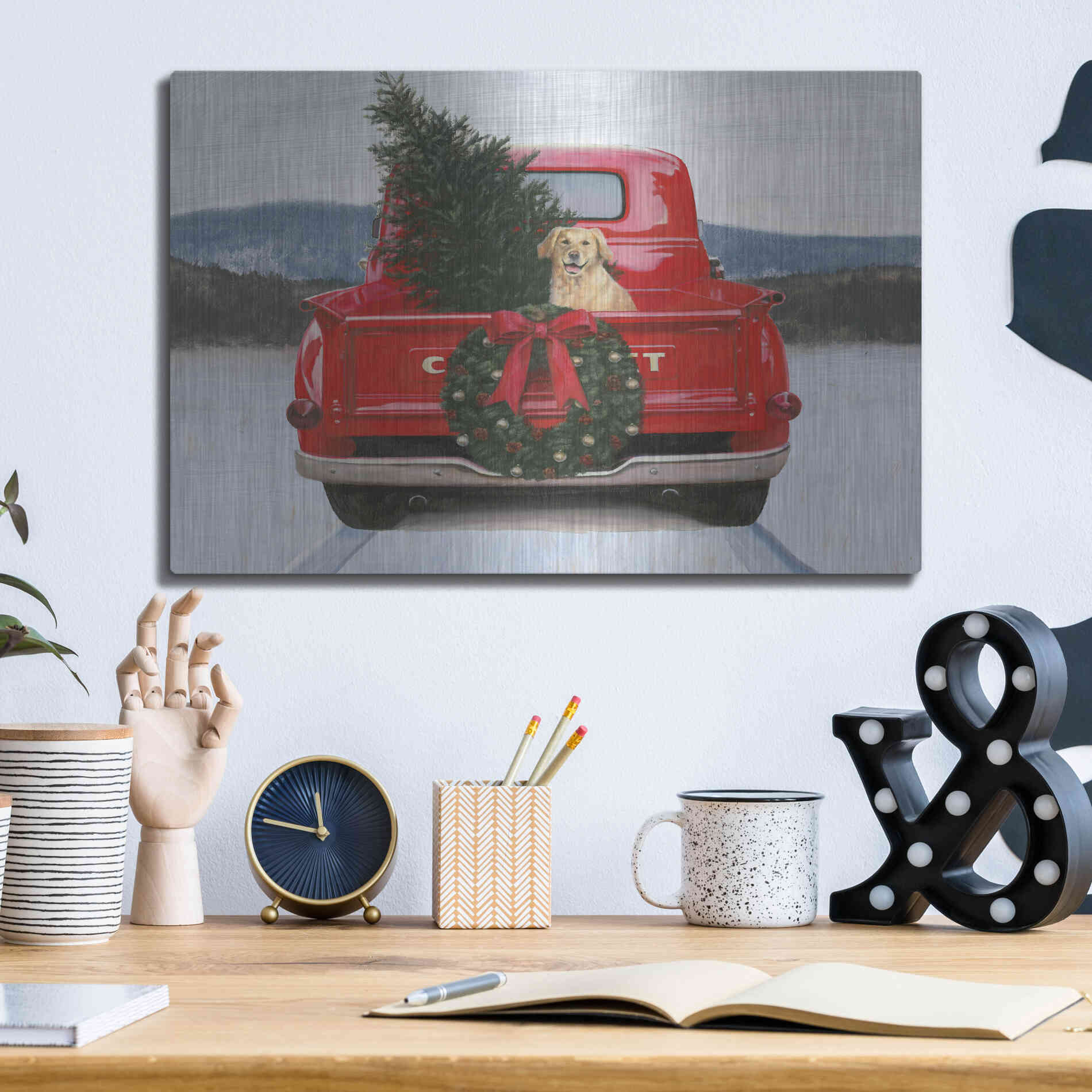 Luxe Metal Art 'Christmas in the Heartland IV' by James Wiens, Metal Wall Art,16x12