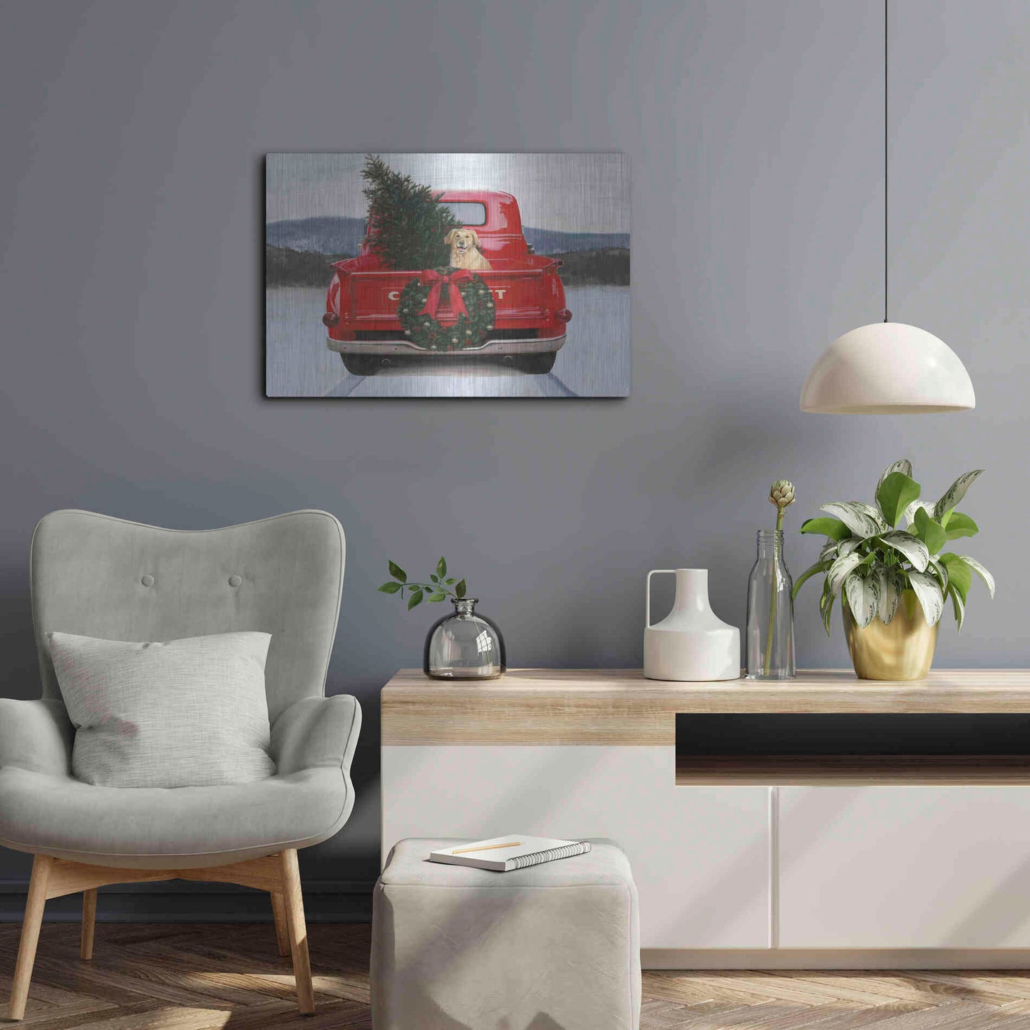 Luxe Metal Art 'Christmas in the Heartland IV' by James Wiens, Metal Wall Art,24x16