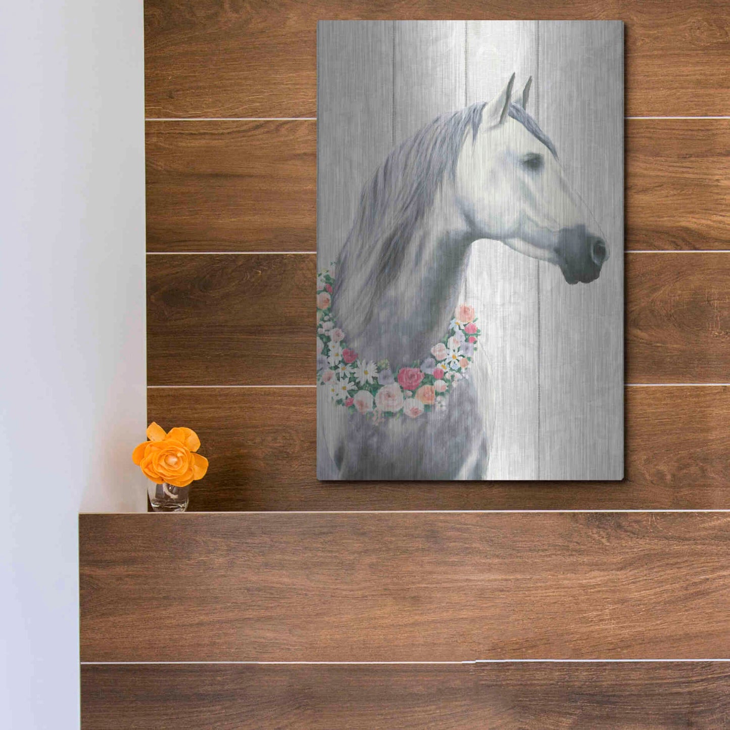 Luxe Metal Art 'Spirit Stallion I on wood' by James Wiens, Metal Wall Art,12x16
