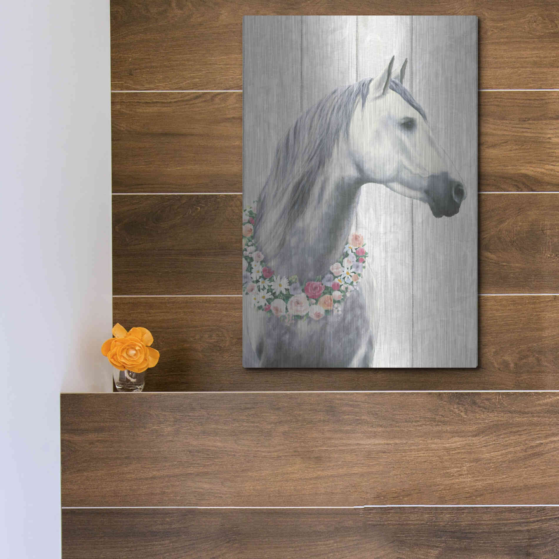 Luxe Metal Art 'Spirit Stallion I on wood' by James Wiens, Metal Wall Art,12x16