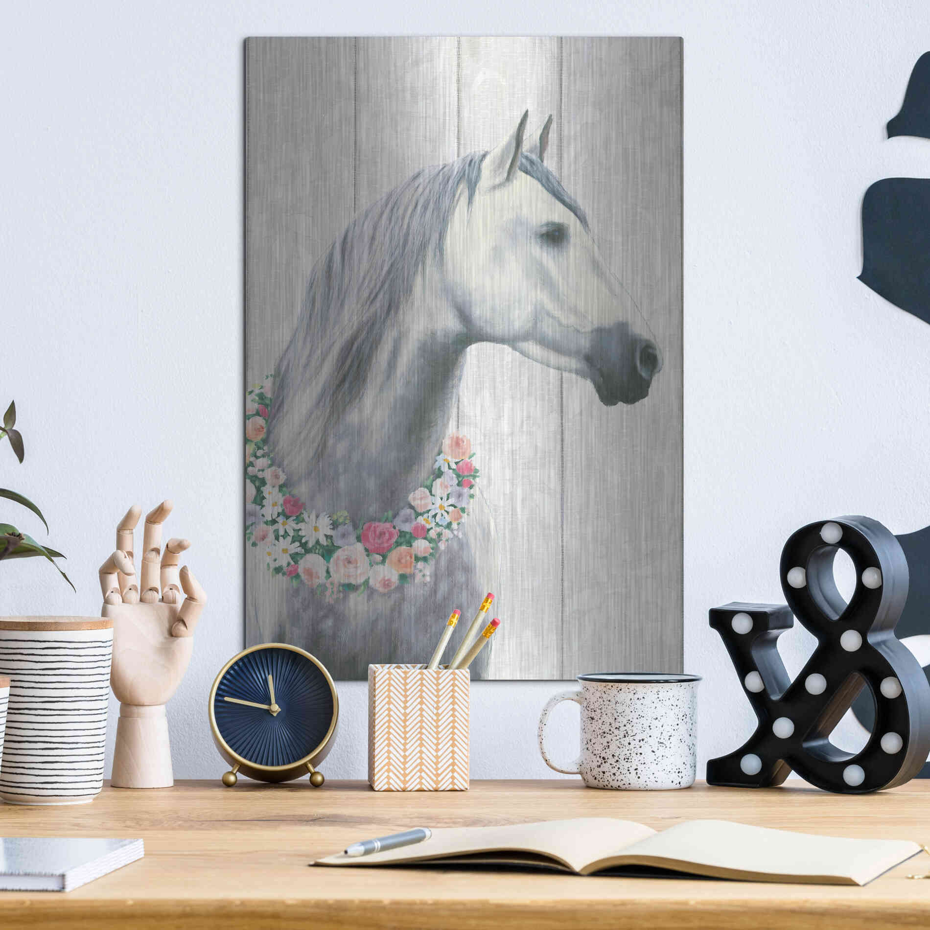 Luxe Metal Art 'Spirit Stallion I on wood' by James Wiens, Metal Wall Art,12x16
