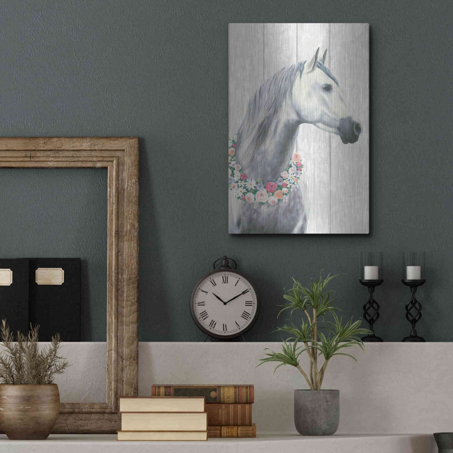 Luxe Metal Art 'Spirit Stallion I on wood' by James Wiens, Metal Wall Art,12x16