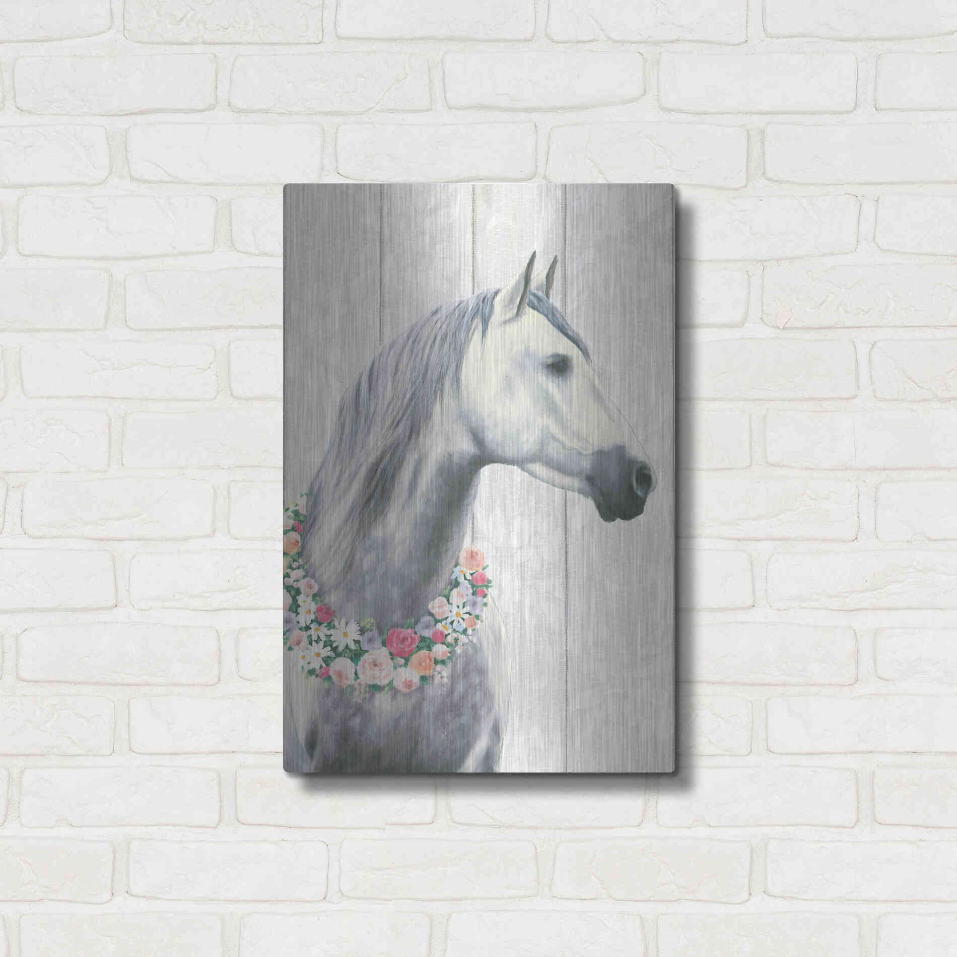 Luxe Metal Art 'Spirit Stallion I on wood' by James Wiens, Metal Wall Art,16x24
