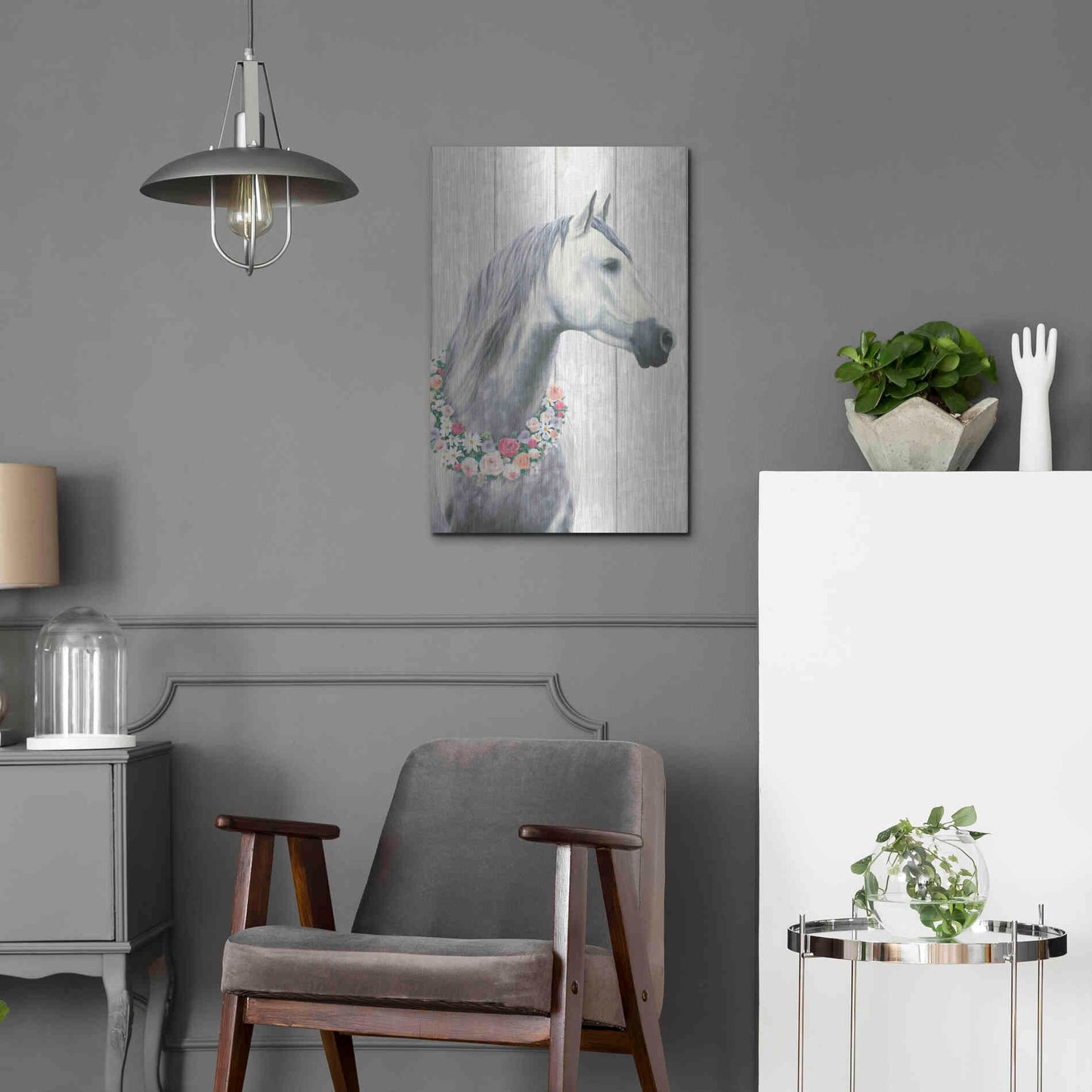 Luxe Metal Art 'Spirit Stallion I on wood' by James Wiens, Metal Wall Art,16x24