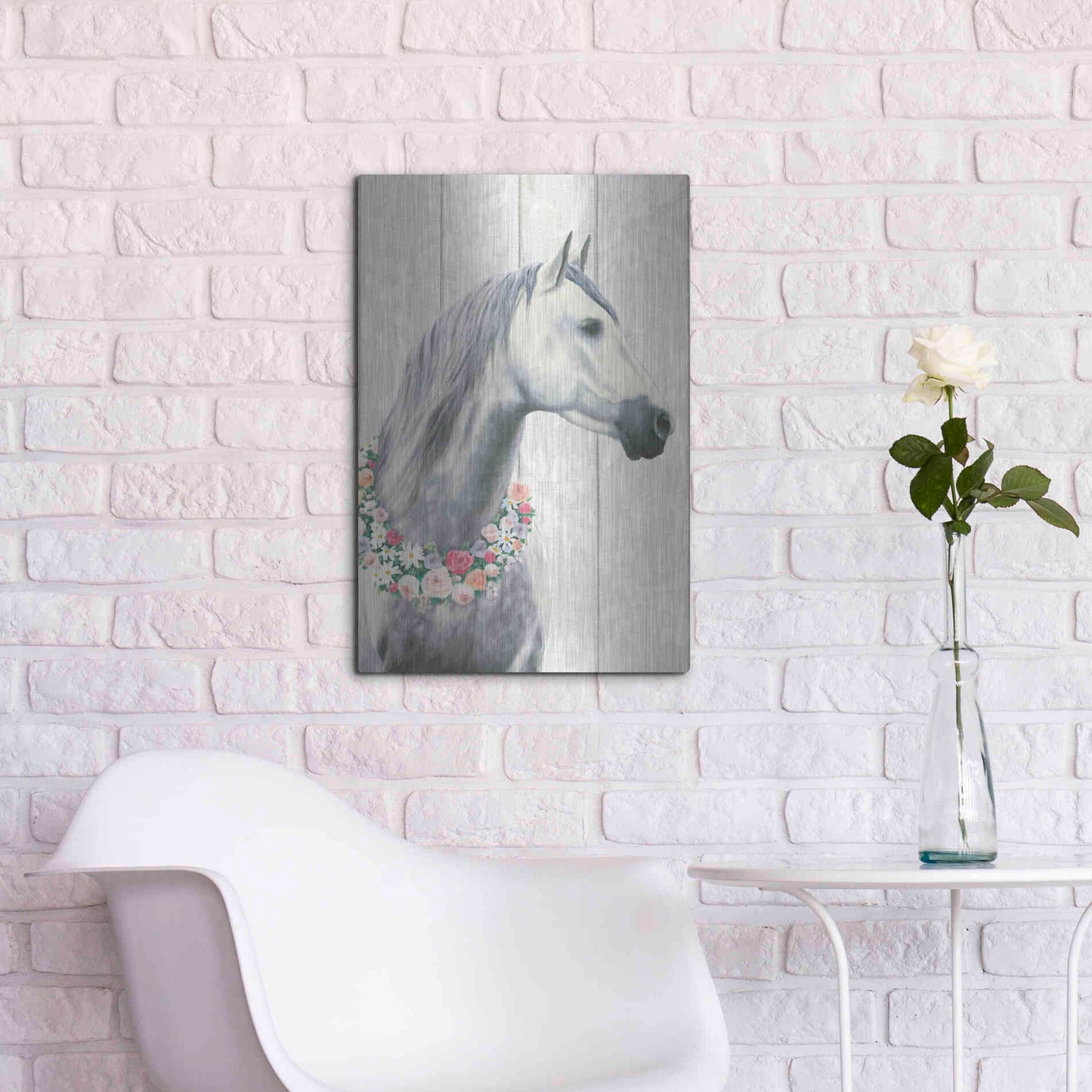 Luxe Metal Art 'Spirit Stallion I on wood' by James Wiens, Metal Wall Art,16x24