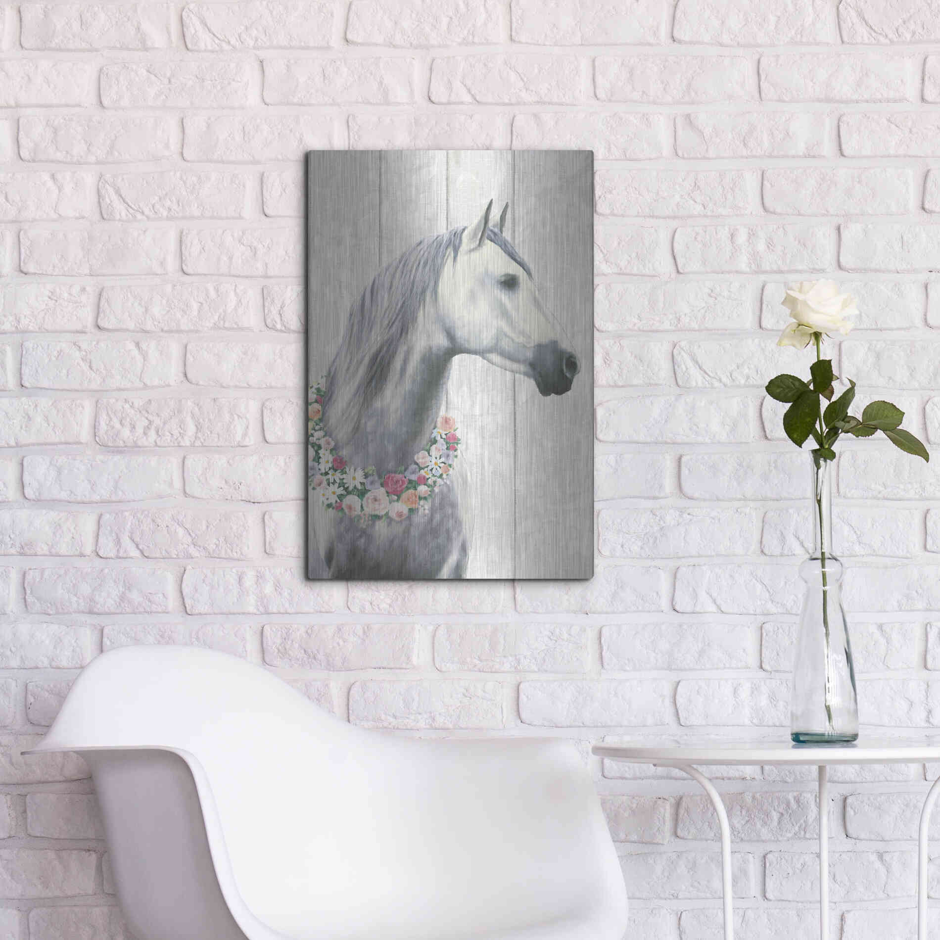 Luxe Metal Art 'Spirit Stallion I on wood' by James Wiens, Metal Wall Art,16x24