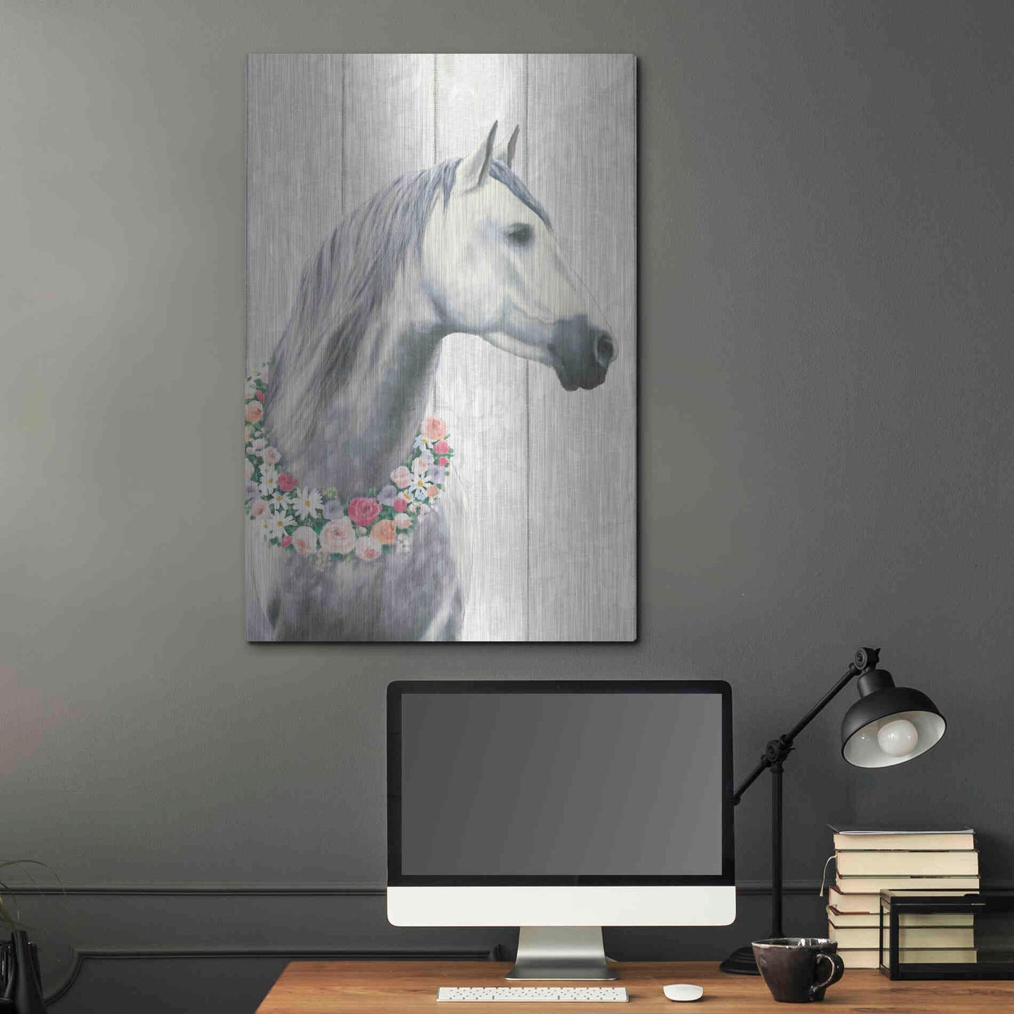 Luxe Metal Art 'Spirit Stallion I on wood' by James Wiens, Metal Wall Art,24x36