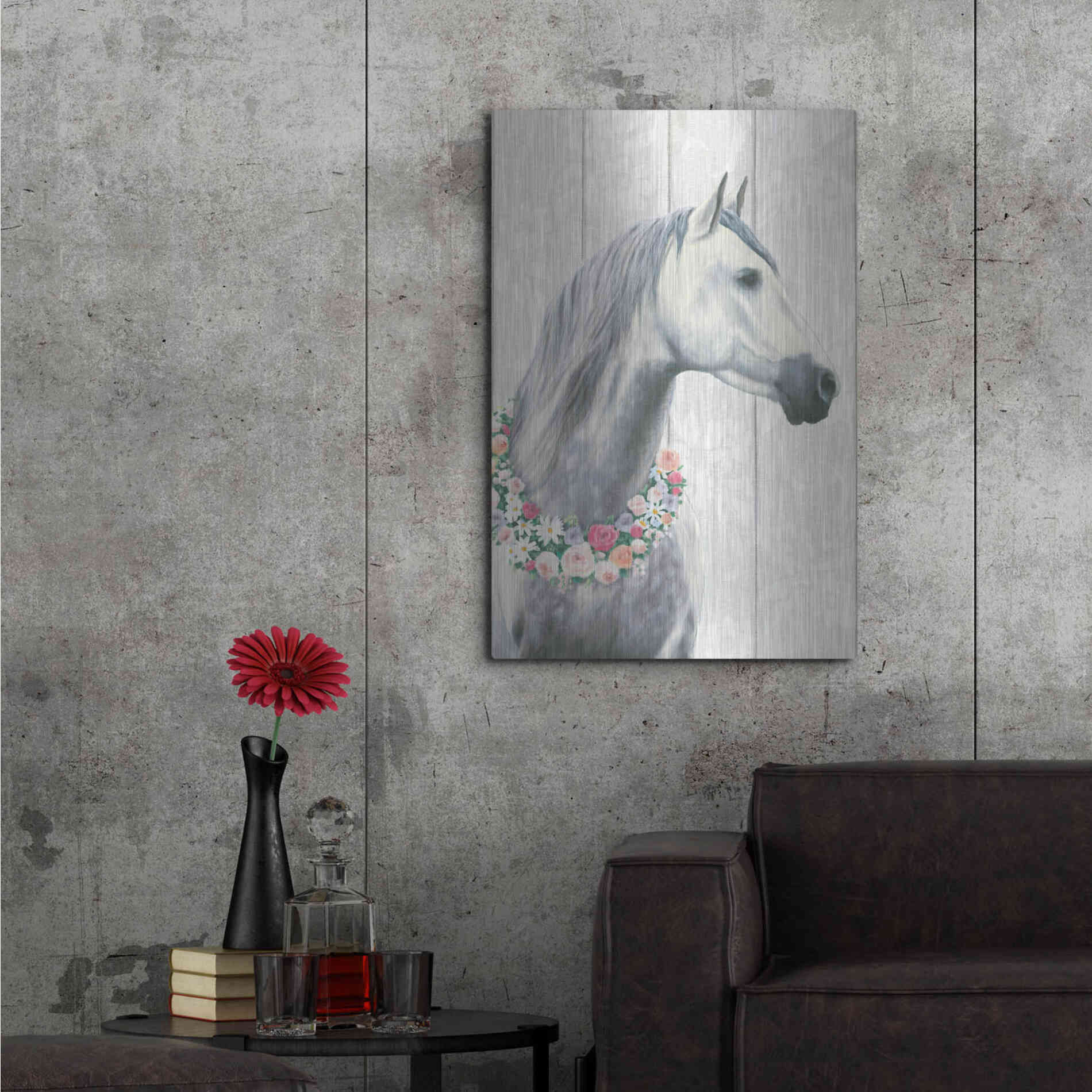 Luxe Metal Art 'Spirit Stallion I on wood' by James Wiens, Metal Wall Art,24x36