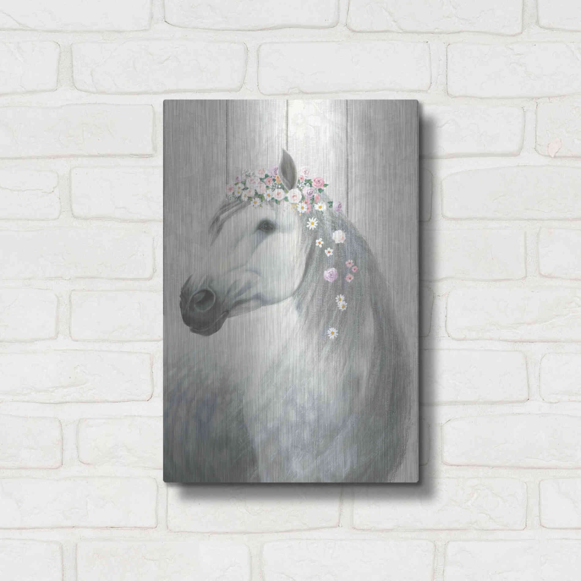 Luxe Metal Art 'Spirit Stallion II on wood' by James Wiens, Metal Wall Art,12x16