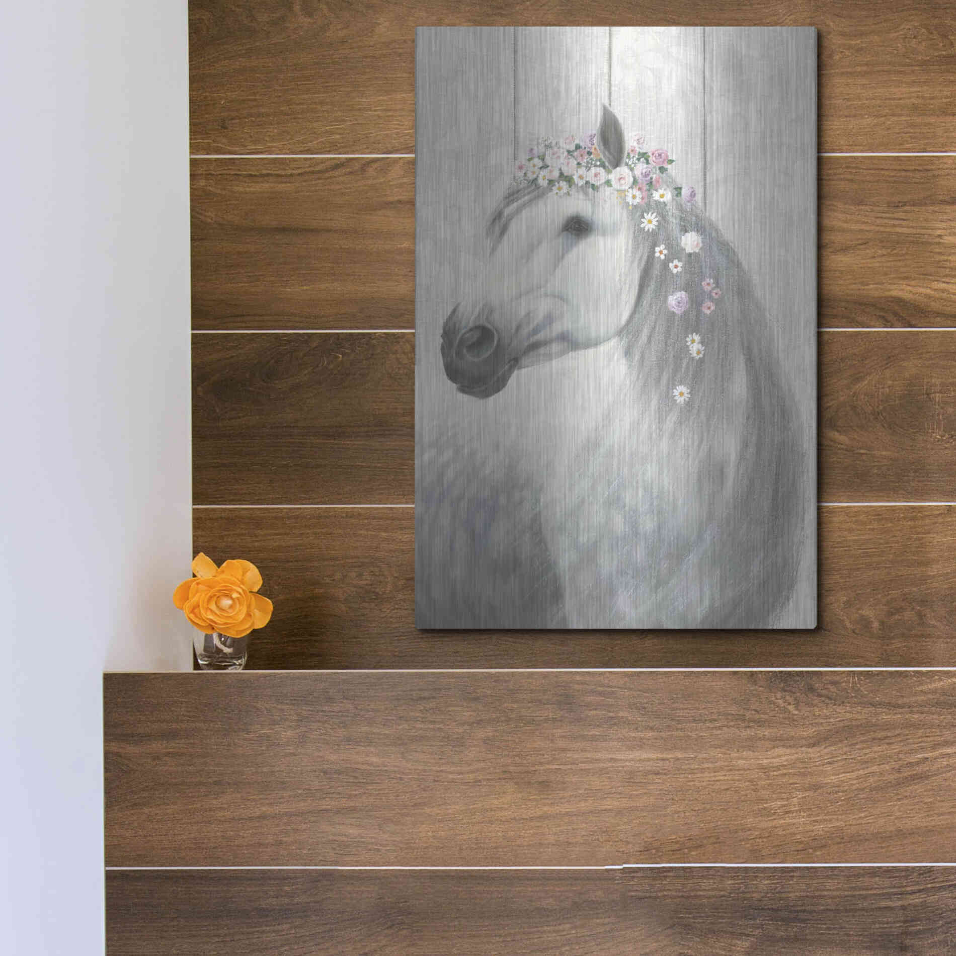 Luxe Metal Art 'Spirit Stallion II on wood' by James Wiens, Metal Wall Art,12x16