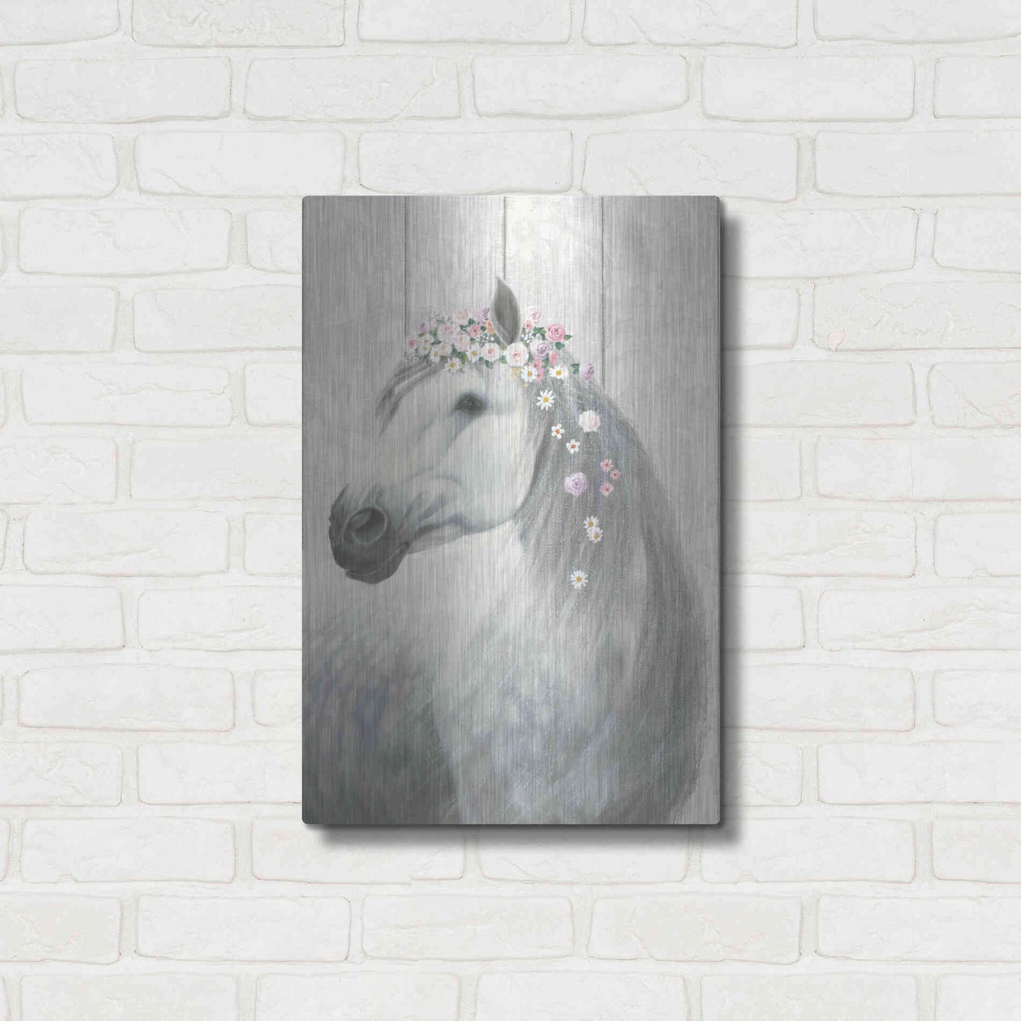 Luxe Metal Art 'Spirit Stallion II on wood' by James Wiens, Metal Wall Art,16x24