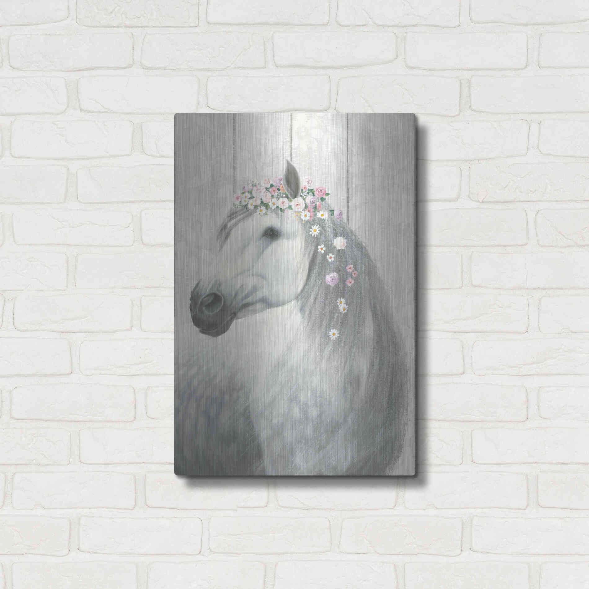 Luxe Metal Art 'Spirit Stallion II on wood' by James Wiens, Metal Wall Art,16x24