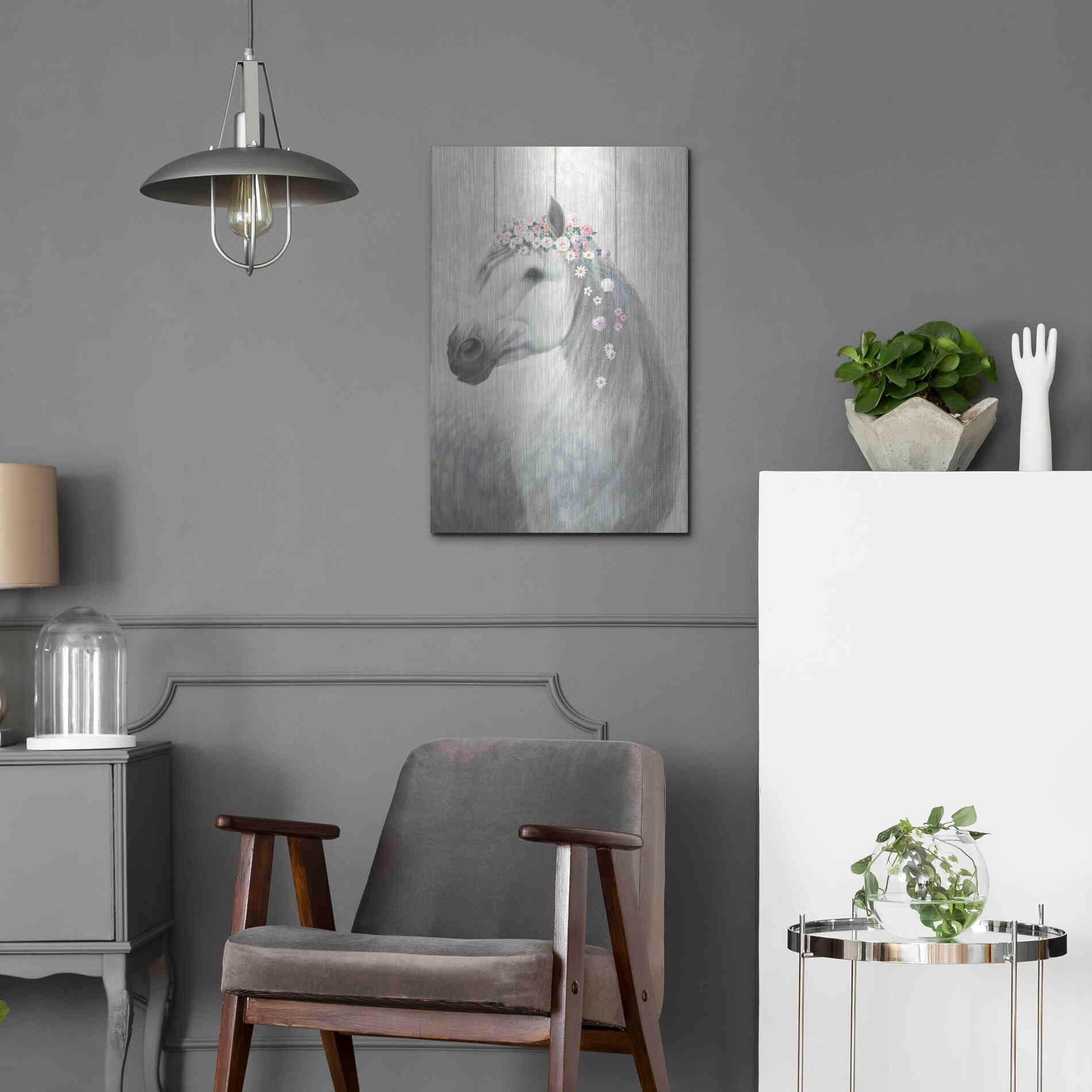 Luxe Metal Art 'Spirit Stallion II on wood' by James Wiens, Metal Wall Art,16x24