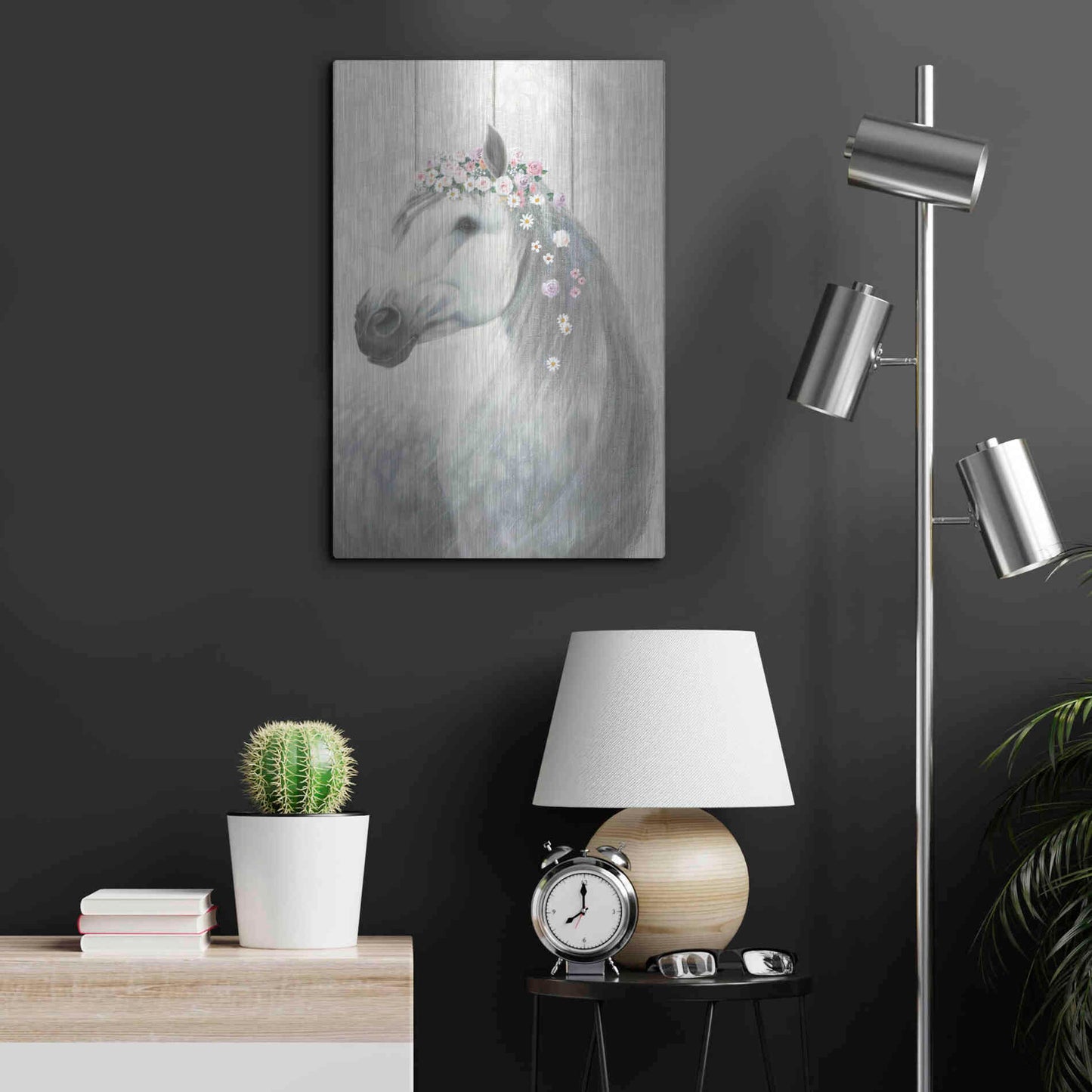 Luxe Metal Art 'Spirit Stallion II on wood' by James Wiens, Metal Wall Art,16x24