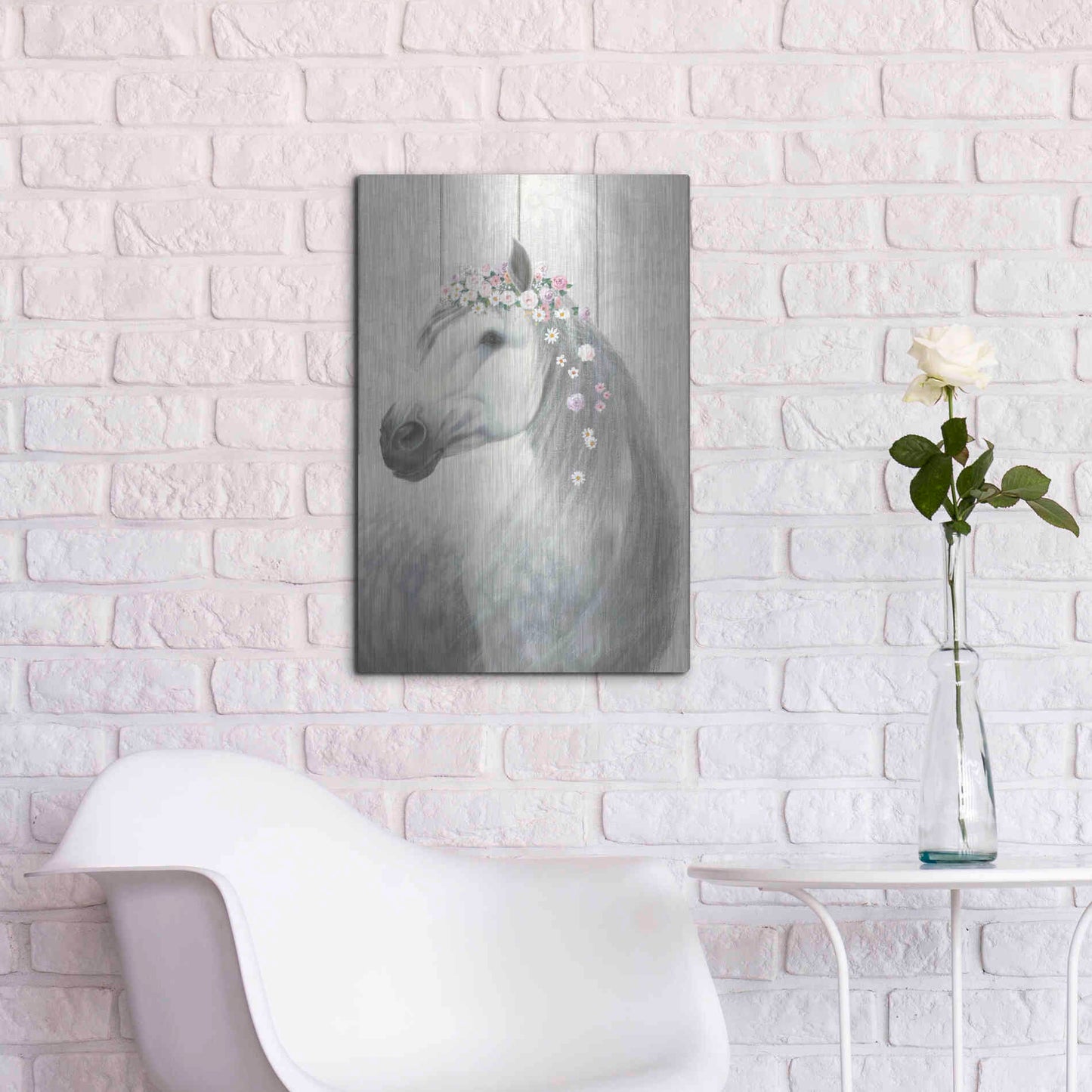 Luxe Metal Art 'Spirit Stallion II on wood' by James Wiens, Metal Wall Art,16x24