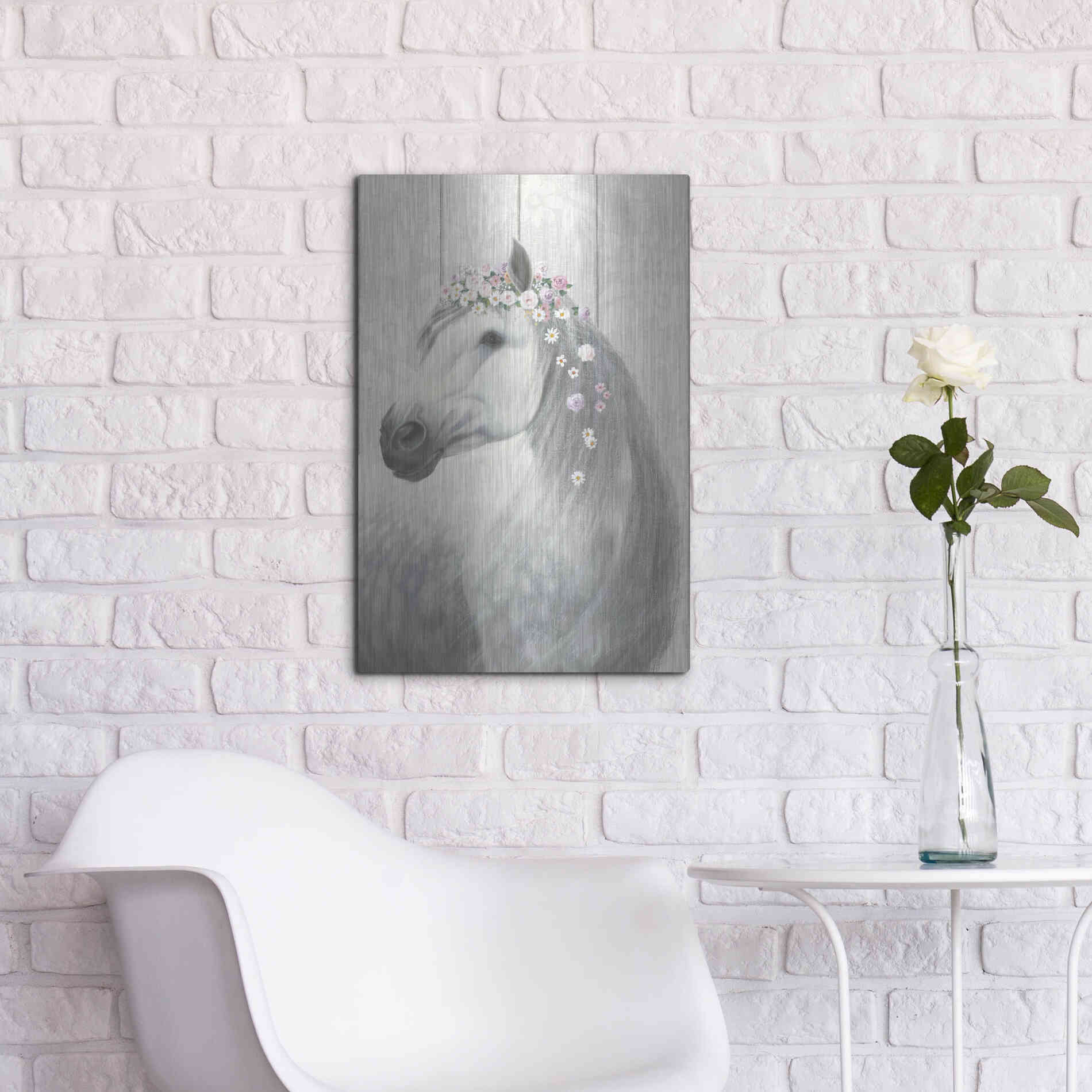 Luxe Metal Art 'Spirit Stallion II on wood' by James Wiens, Metal Wall Art,16x24